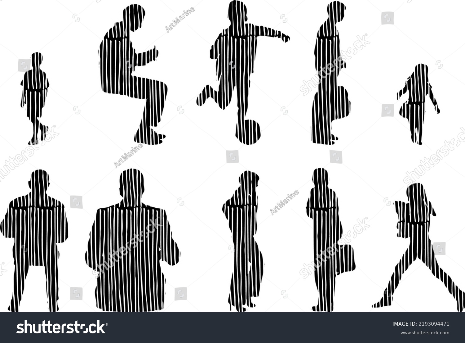 Vector Silhouettes Outline Silhouettes People Contour Stock Vector ...