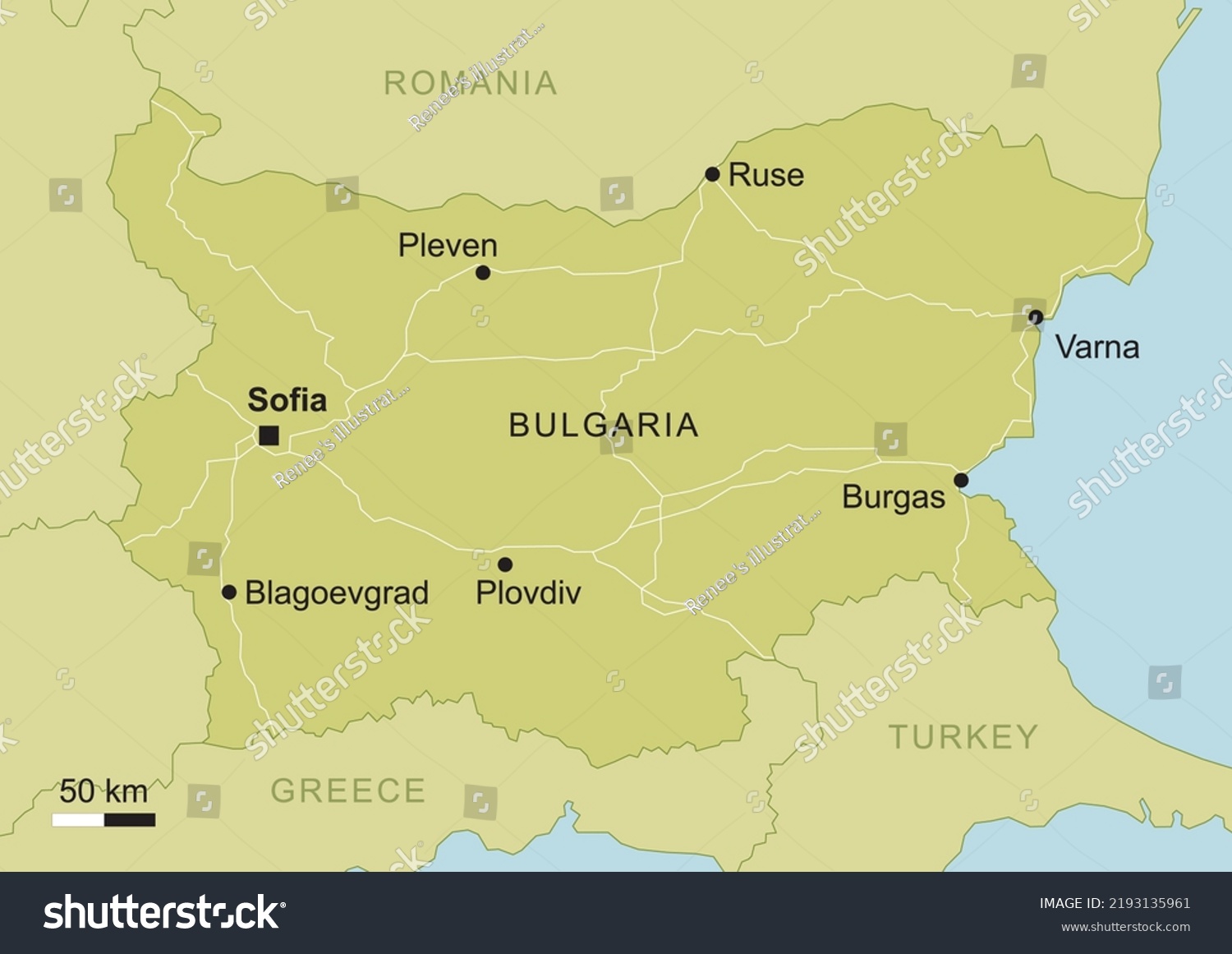 Vector Map Bulgaria Important Cities Roads Stock Vector (Royalty Free ...