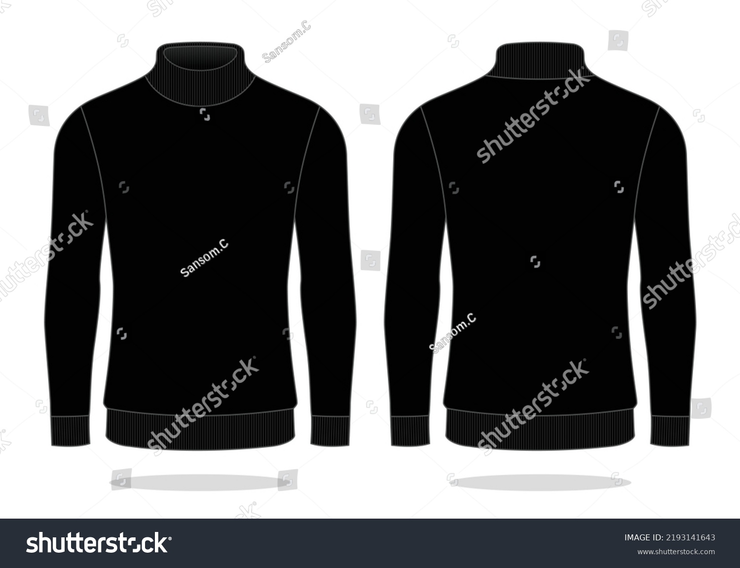 Blank Black Turtle Neck Long Sleeve Stock Vector (Royalty Free ...