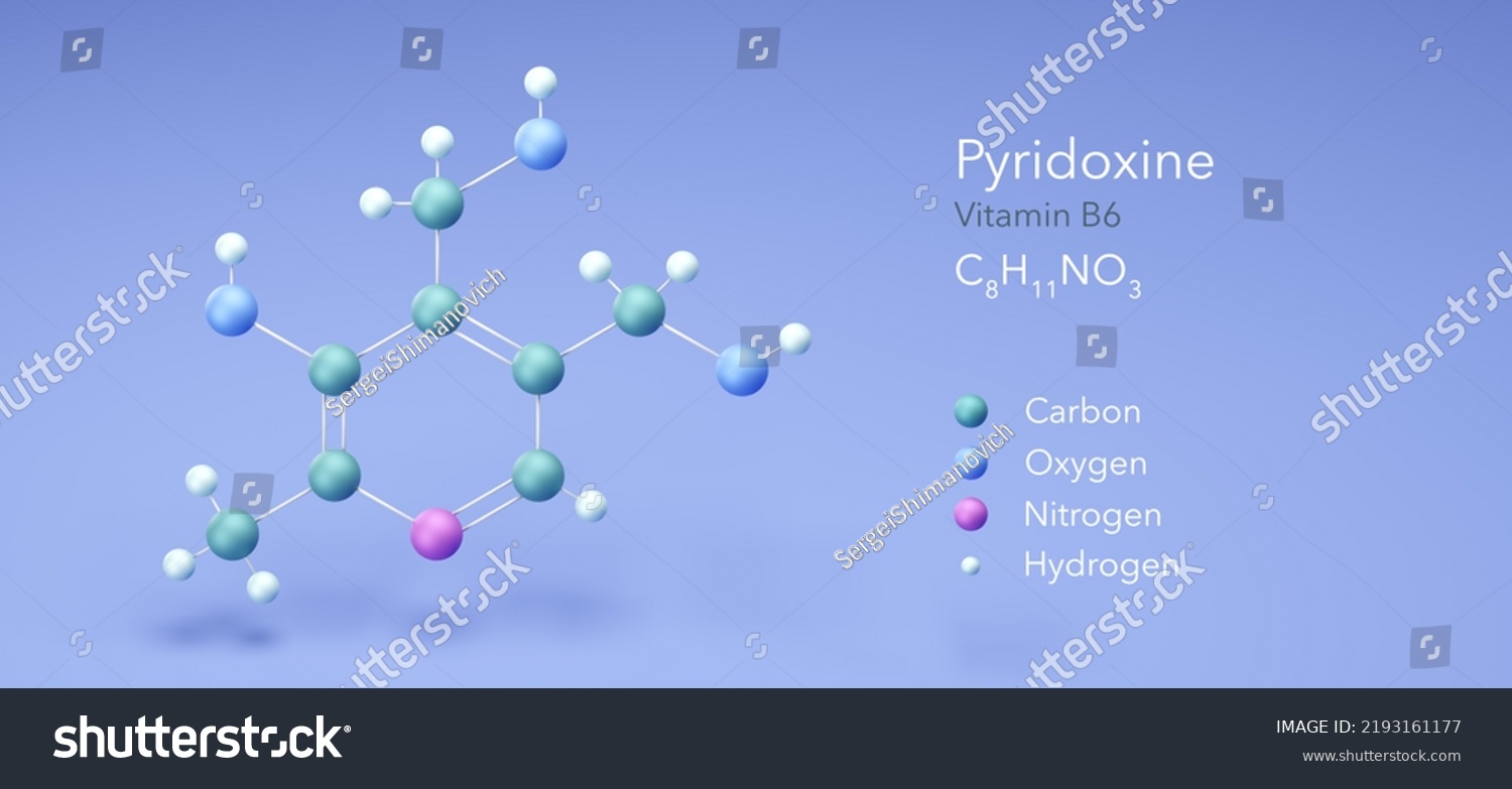 Pyridoxine Vitamin B6 Molecular Structures 3d Stock Illustration ...