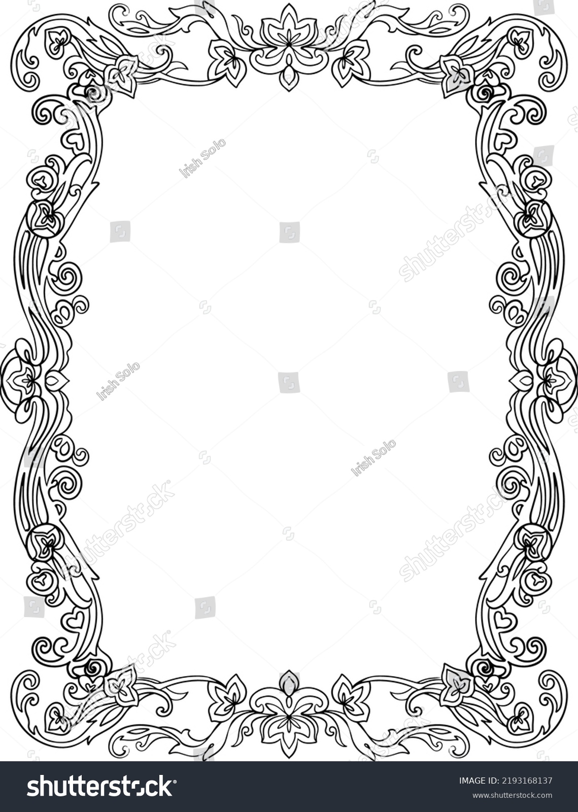 Floral Frame Elegant Black White Vector Stock Vector (Royalty Free ...