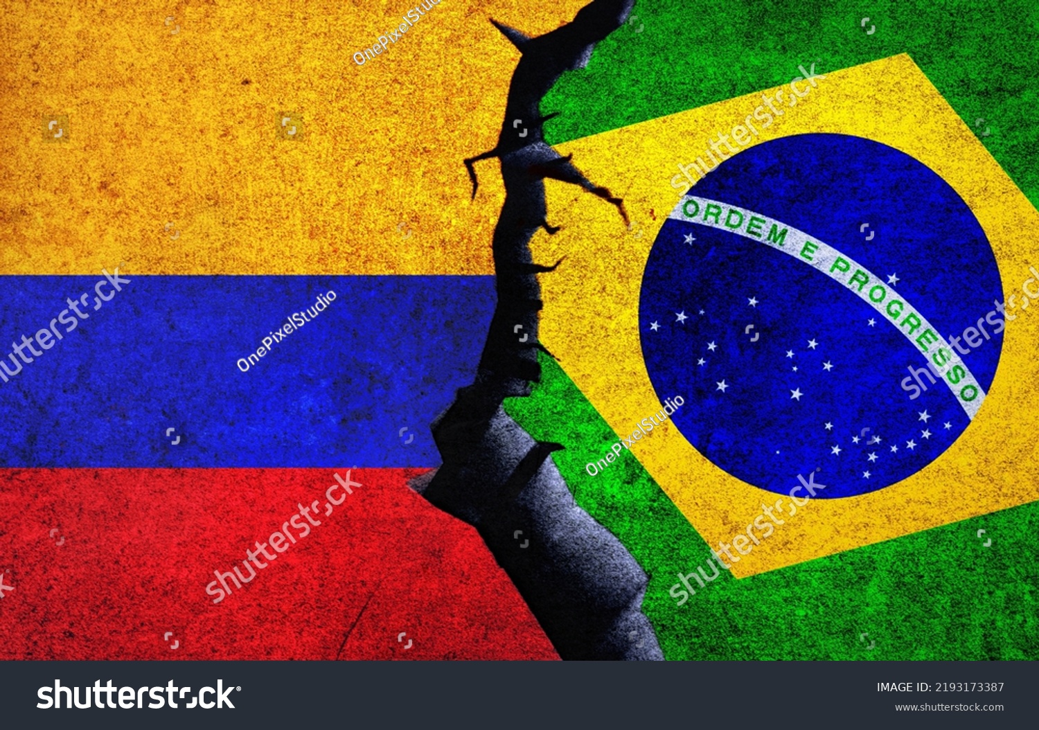 Brazil Vs Colombia Concept Flags On Stock Illustration 2193173387