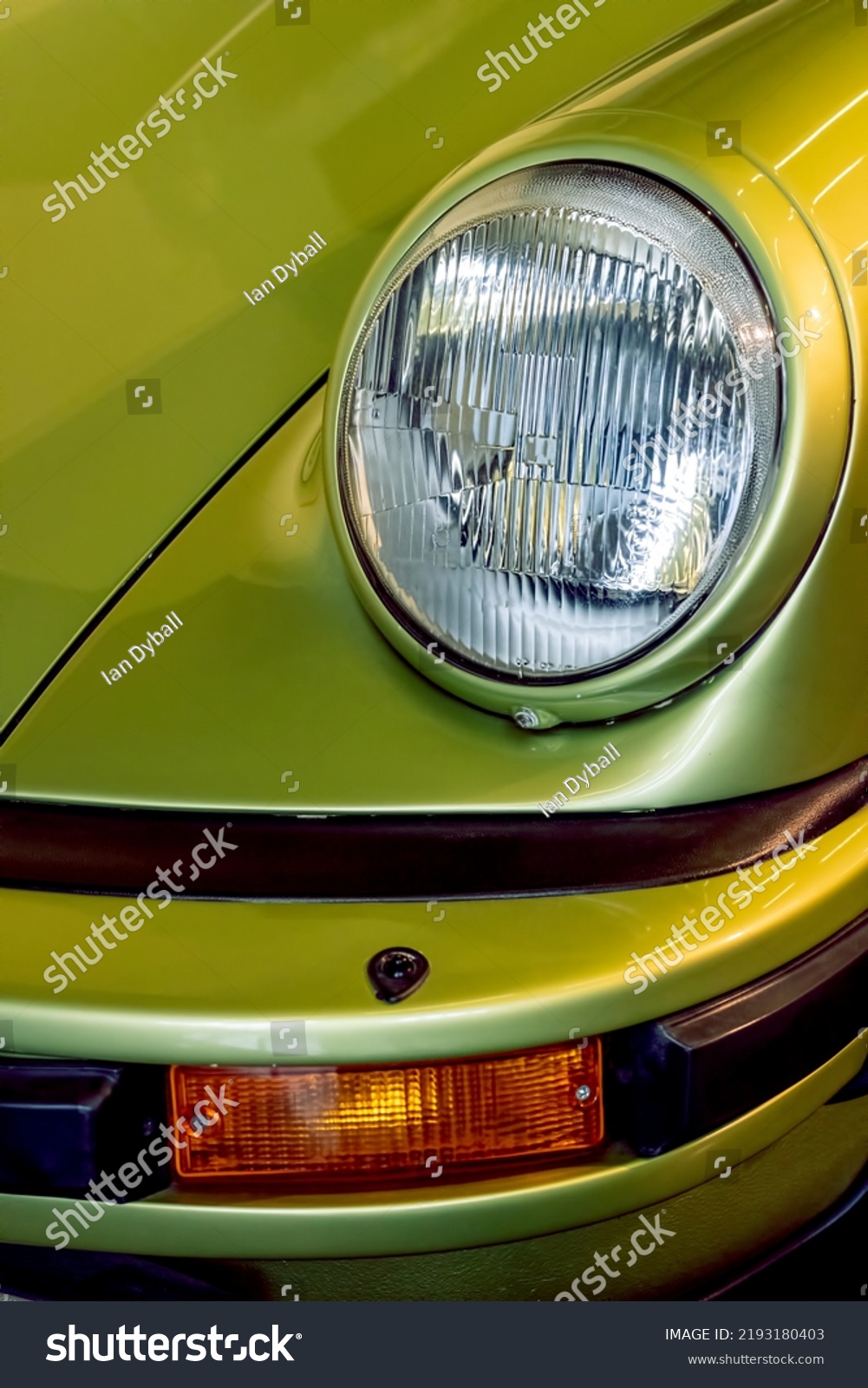 Vintage Sports Car Headlight Lime Green Stock Photo 2193180403