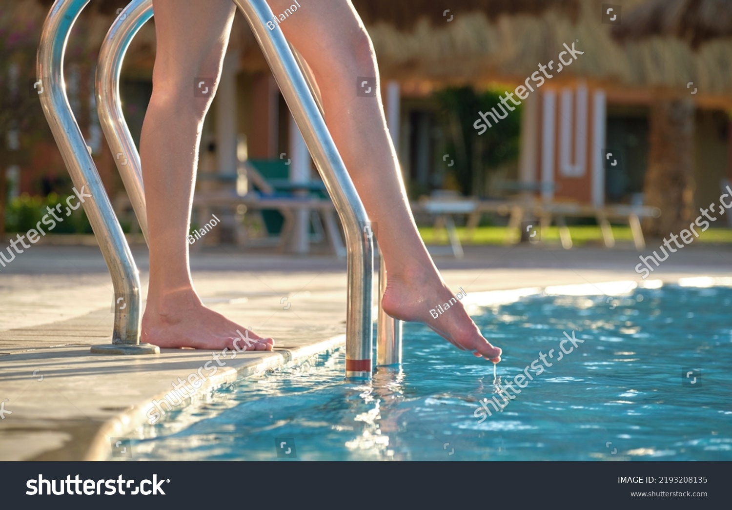 Closeup Woman Legs Entering Swimming Pool Stock Photo Shutterstock