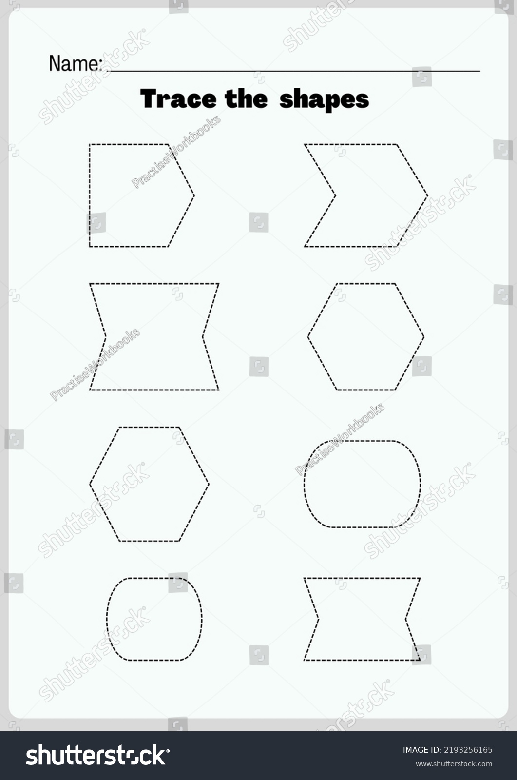 High Resolution Printable Shapes Tracing Worksheets Stock Illustration ...