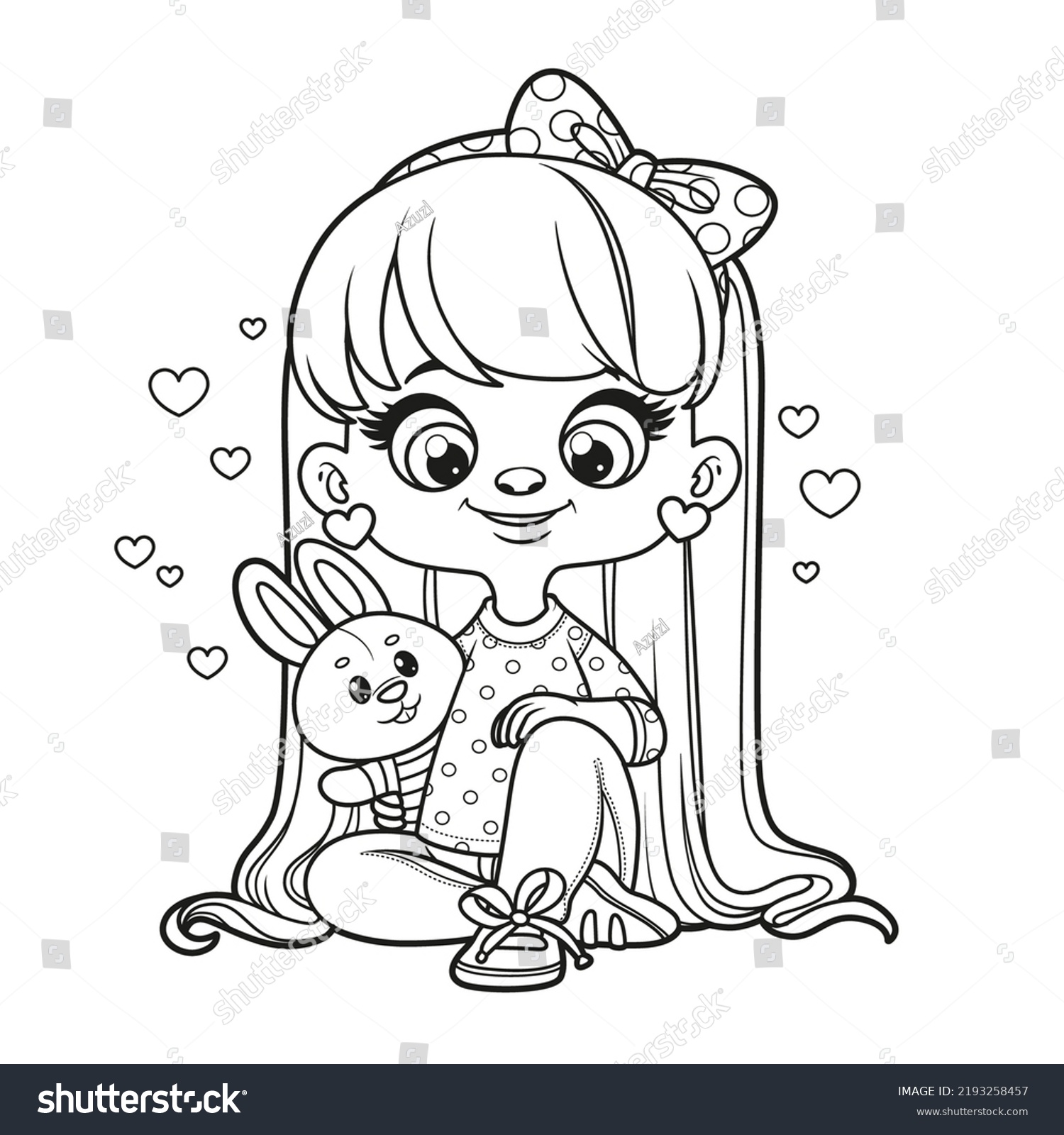 Cute Cartoon Long Haired Girl Soft Stock Vector Royalty Free