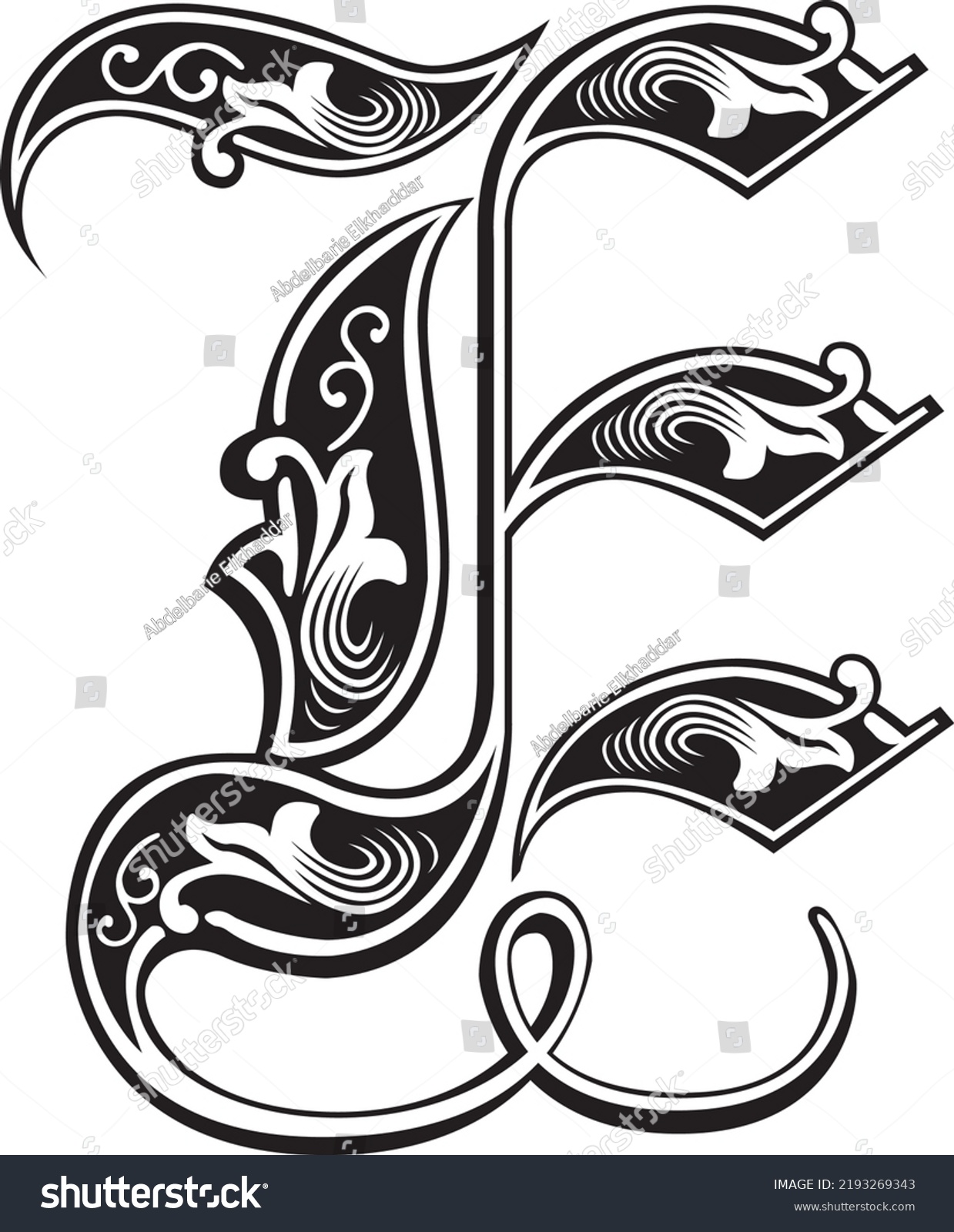 Royal Letter E Alphabet Monogram Fancy Stock Vector Royalty Free letter-e-coloring-pages