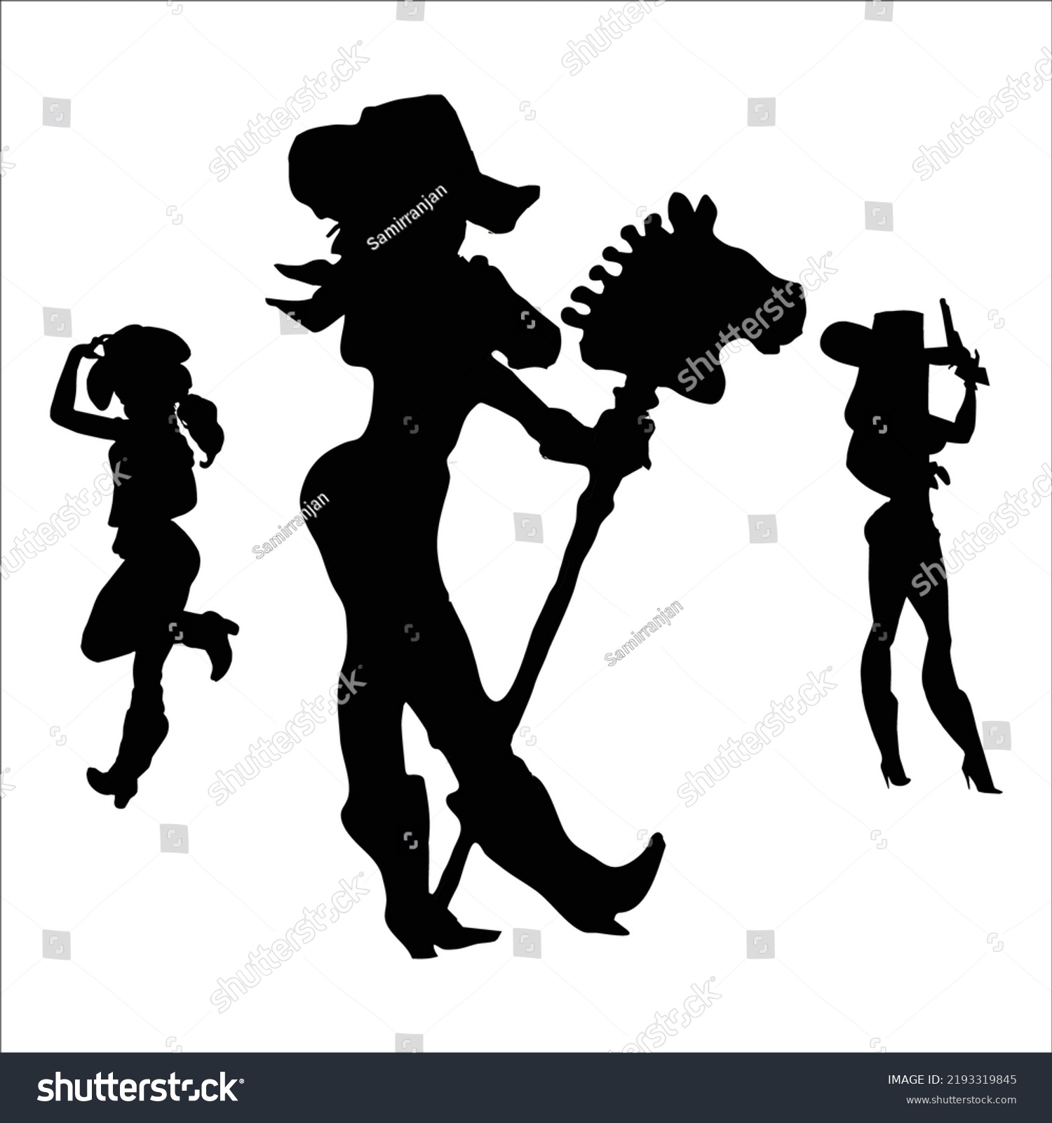 Vector Set Cowgirl Silhouettes Illustration Isolated Stock Vector Royalty Free 2193319845