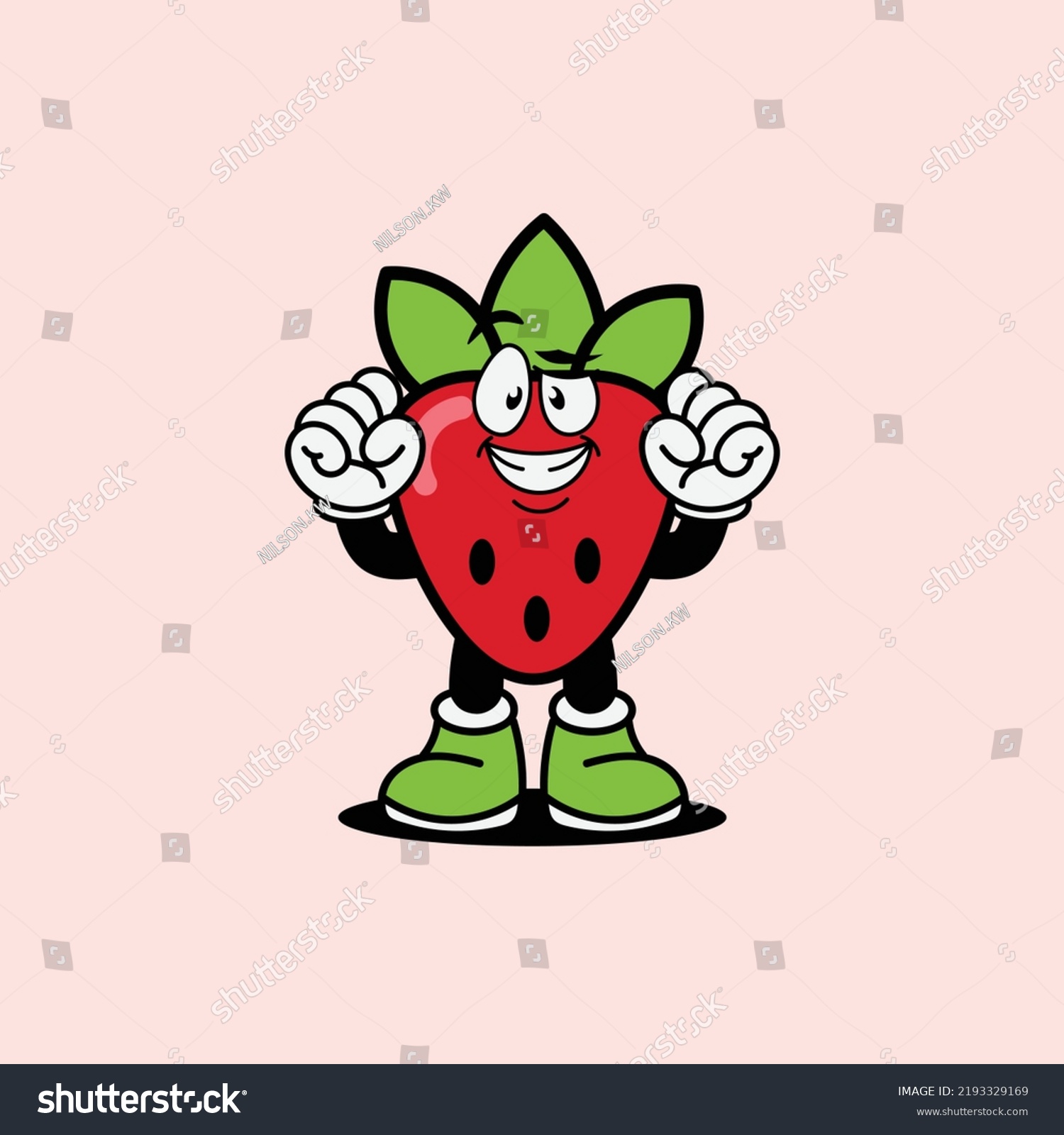 Vector Illustration Cute Strawberry Fruit Cartoon Stock Vector Royalty Free 2193329169