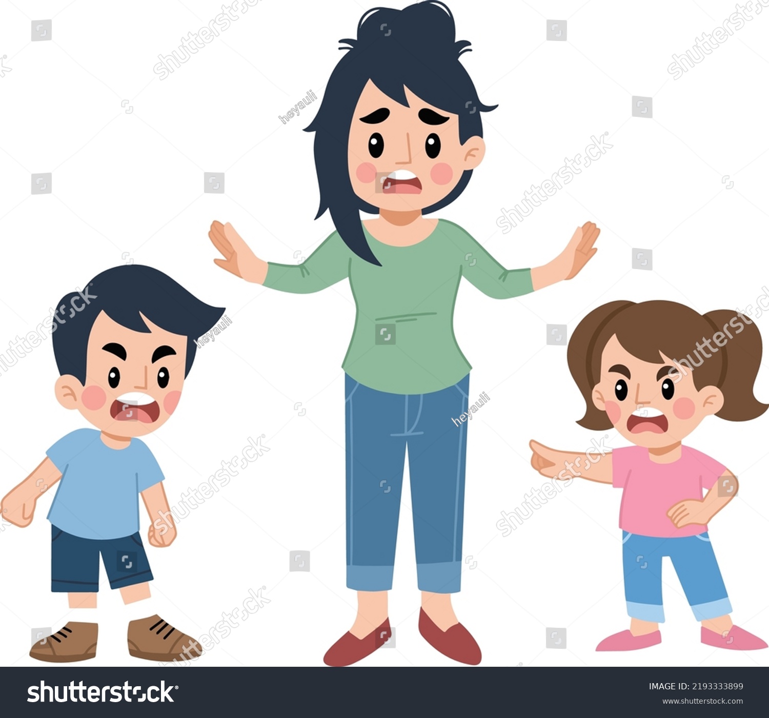 Set Worried Parents Calming Down Crying Stock Vector (Royalty Free ...