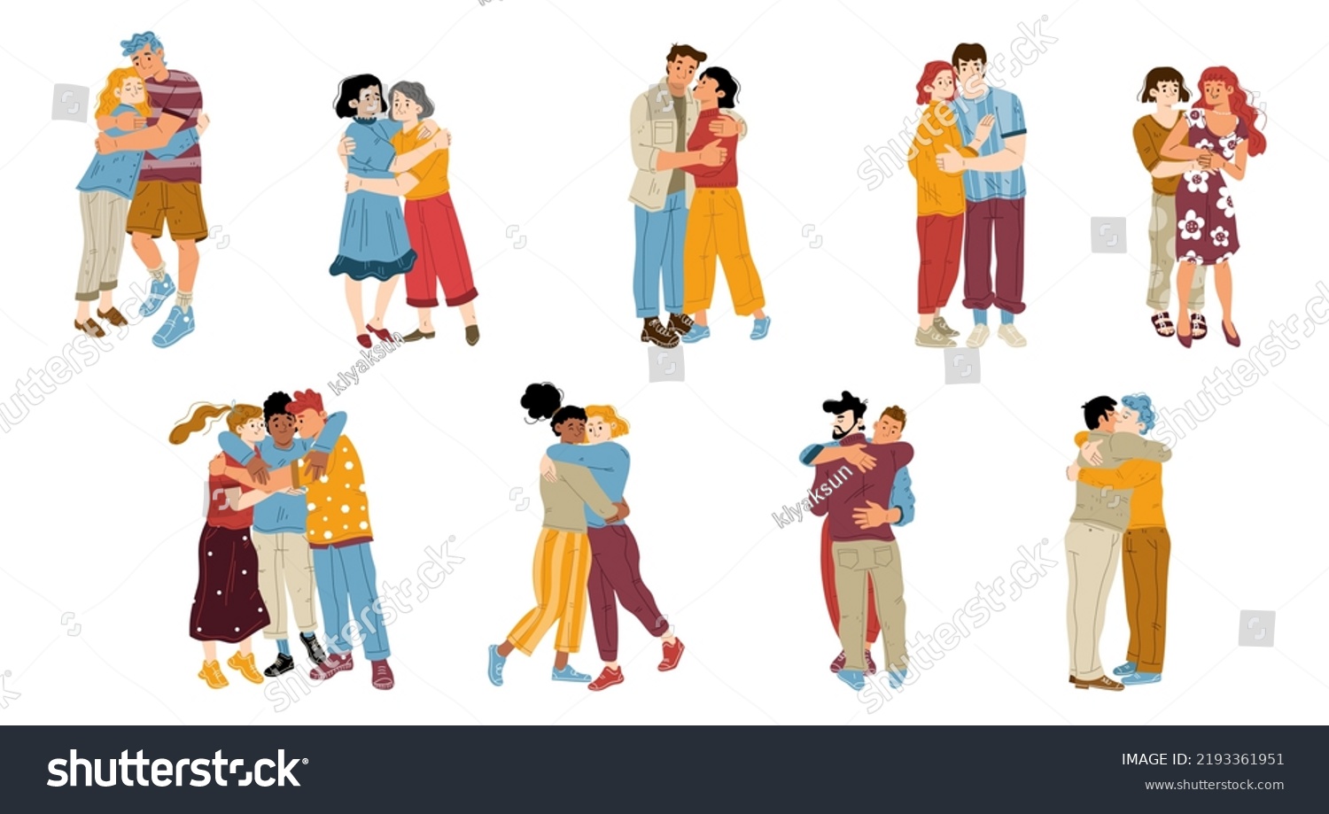 Happy People Hug Together Concept Friendship Stock Vector (Royalty Free ...