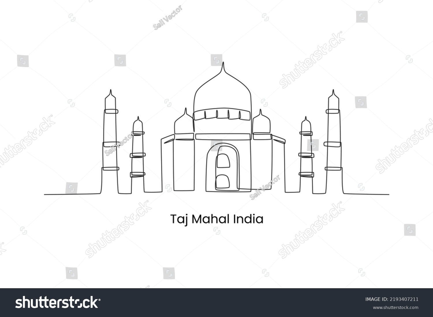 Continuous One Line Drawing Taj Mahal Stock Vector (royalty Free 