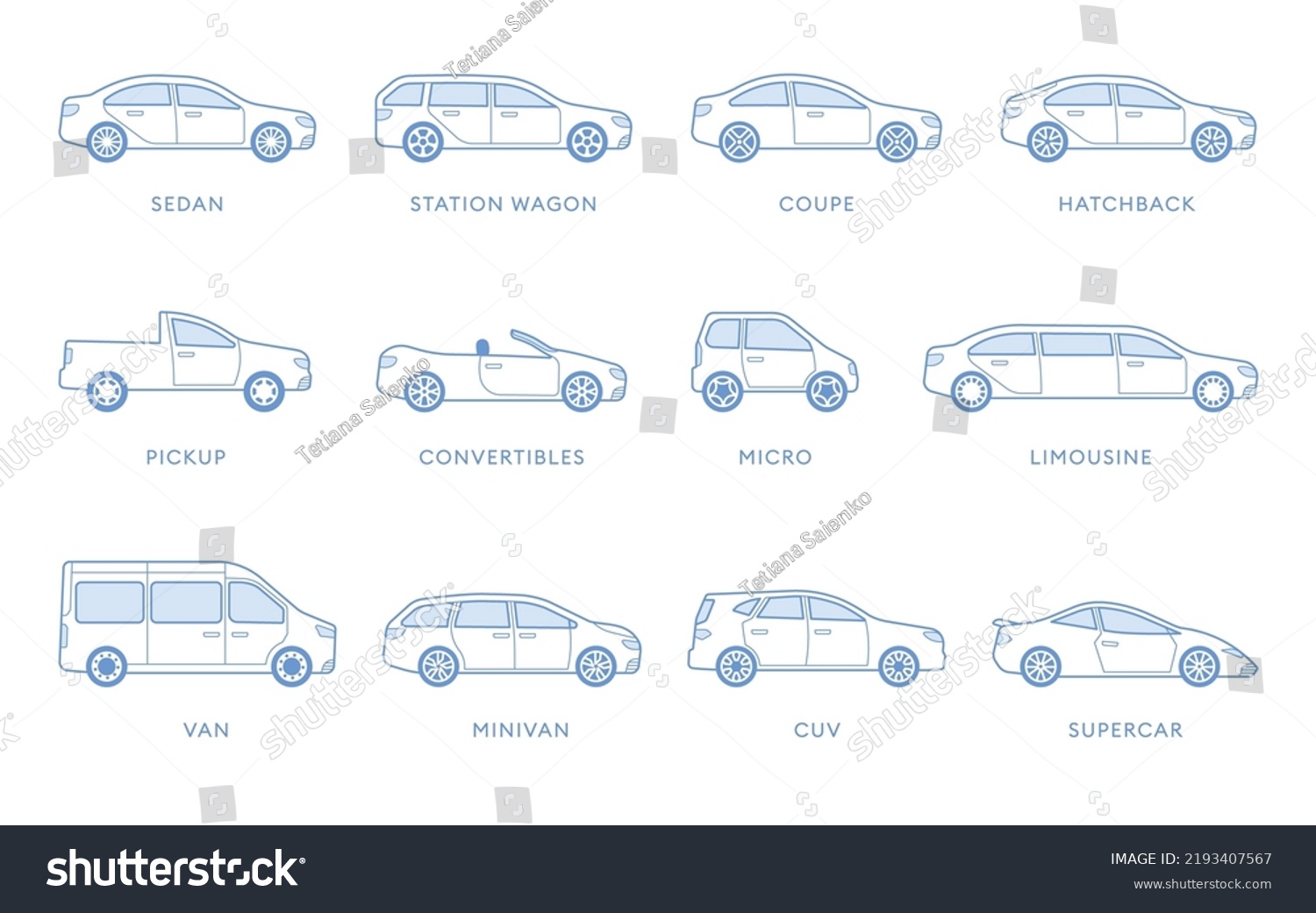 Types Cars Icons Collection Different Cars Stock Vector (Royalty Free ...