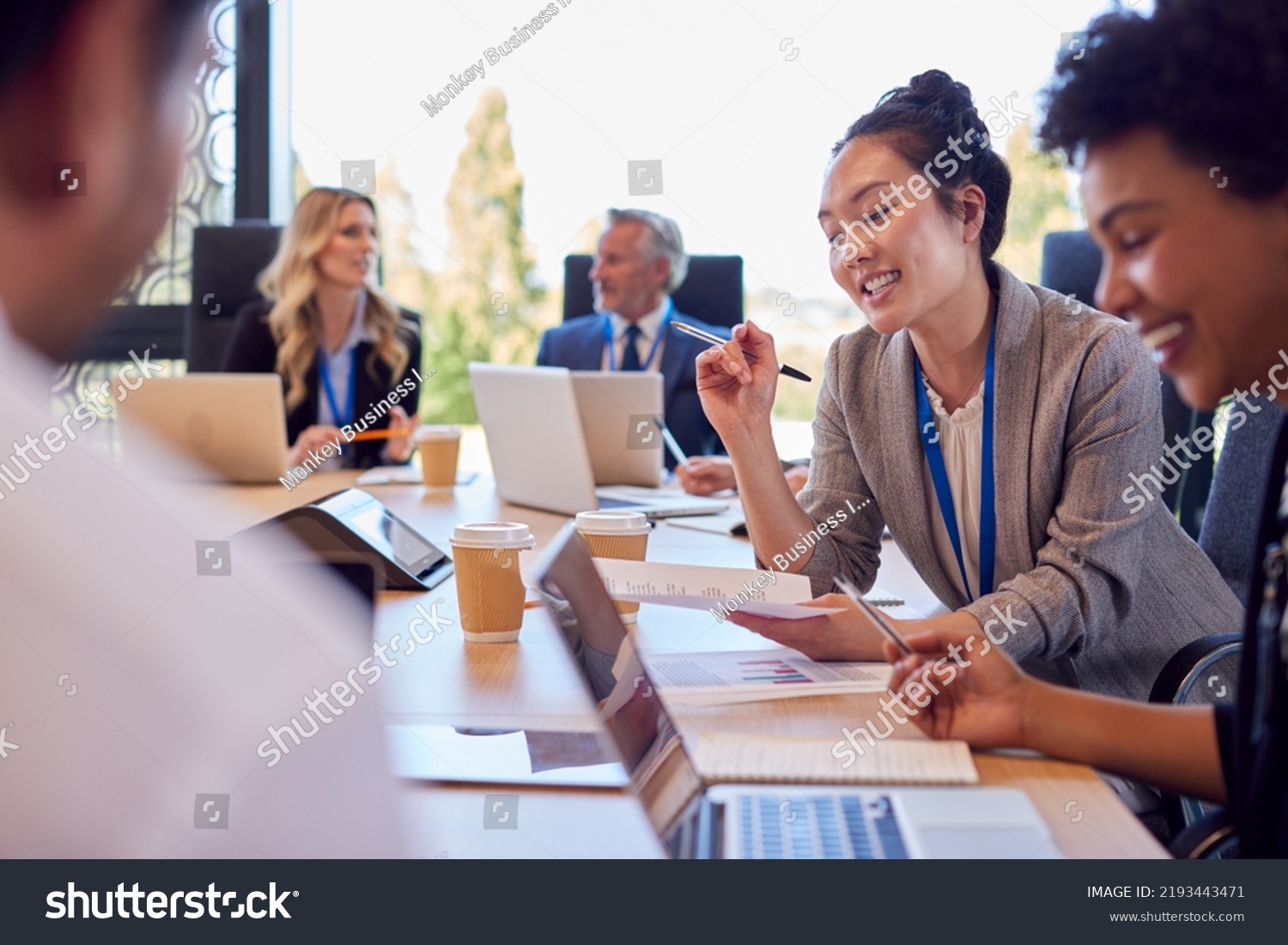 Multicultural Business Team Meeting Collaborating Around Stock Photo ...