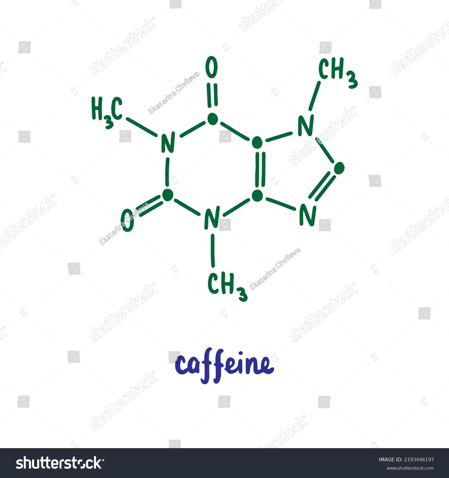 Caffeine Hand Drawn Vector Formula Chemical Stock Vector (Royalty Free ...