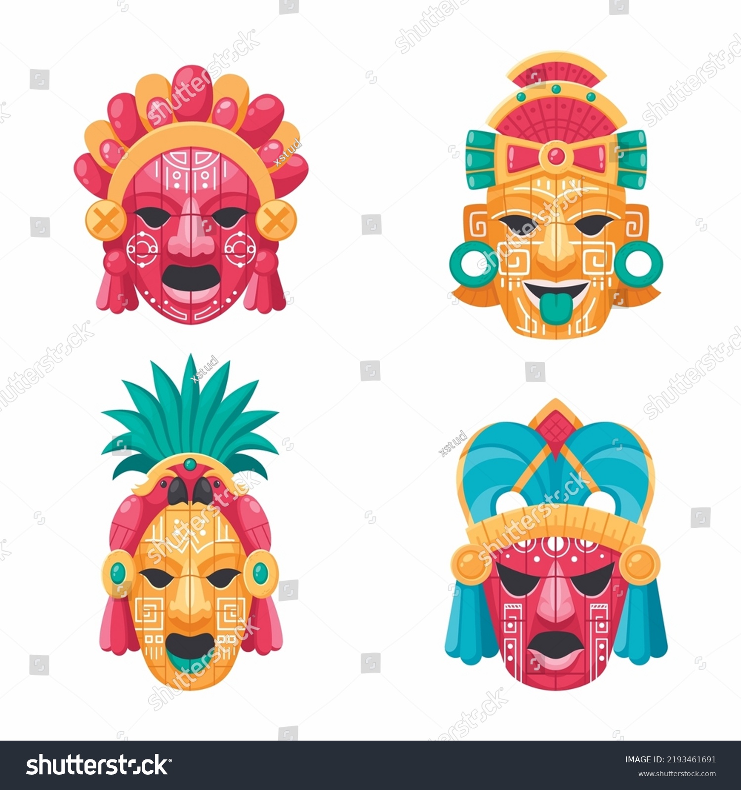 Civilization Tradtional Cartoon Masks Design Stock Vector (Royalty Free ...