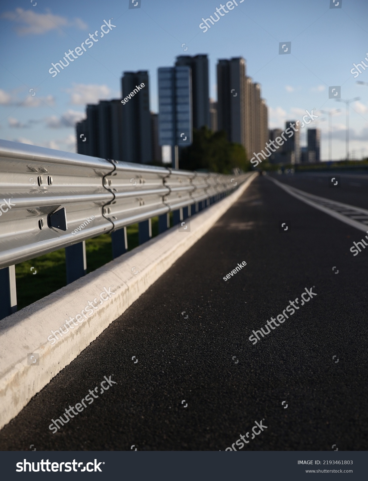 Traffic Barrier On Bridge Highway Road Stock Photo 2193461803 ...