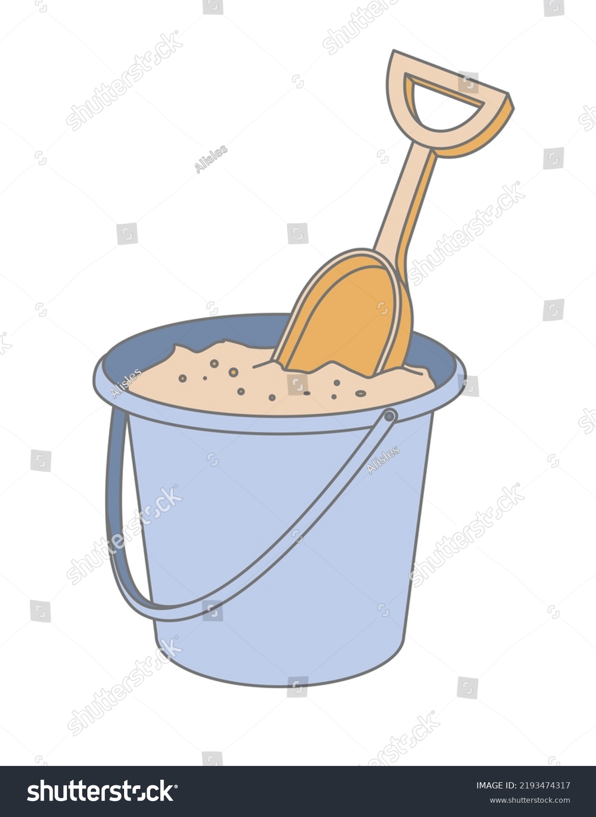 Kid Bucket Small Shovel Sand Vector Stock Vector (Royalty Free ...