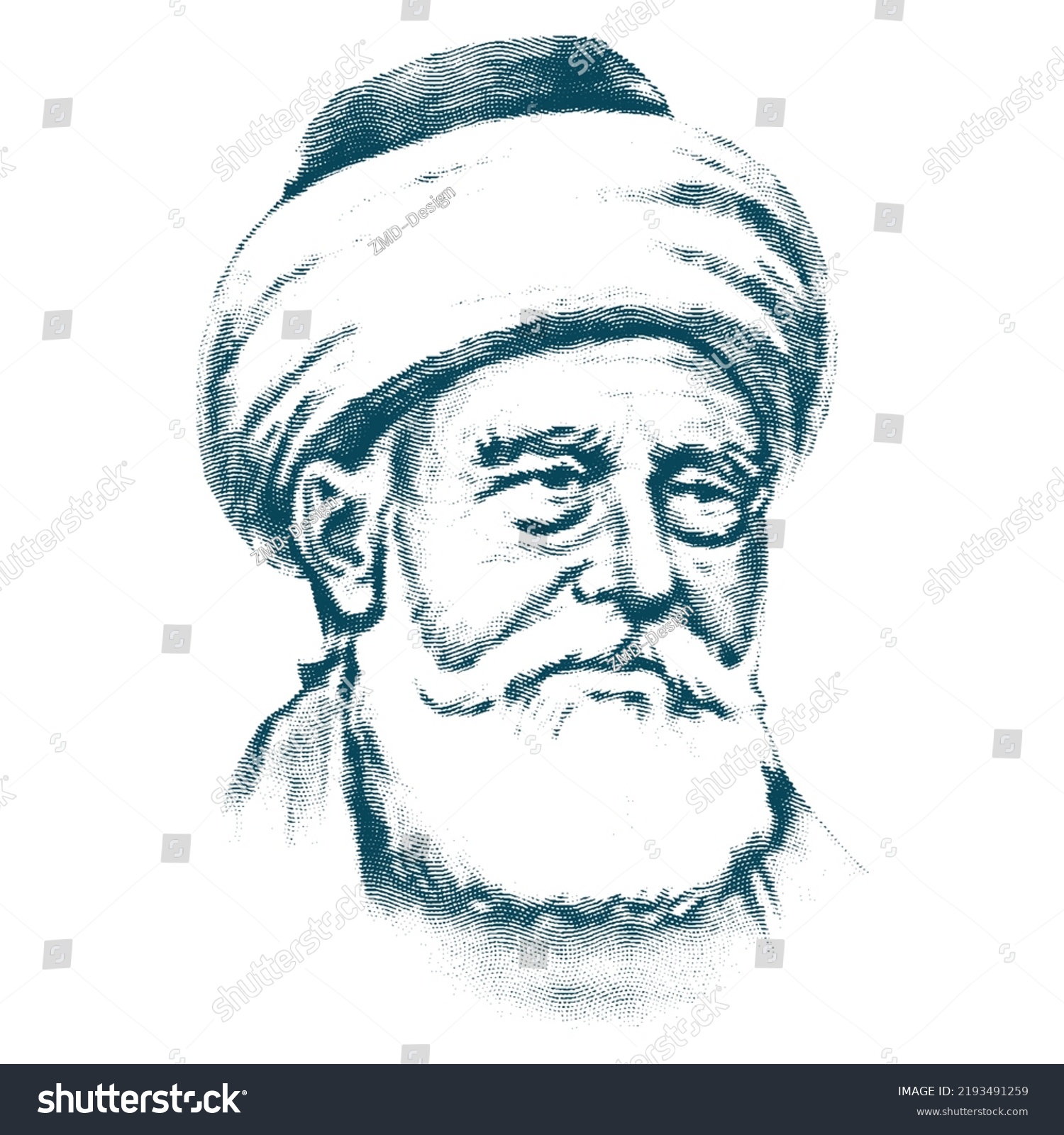 Dervish Sheikh Bayram Veli Engraving Illustration Stock Vector (royalty 