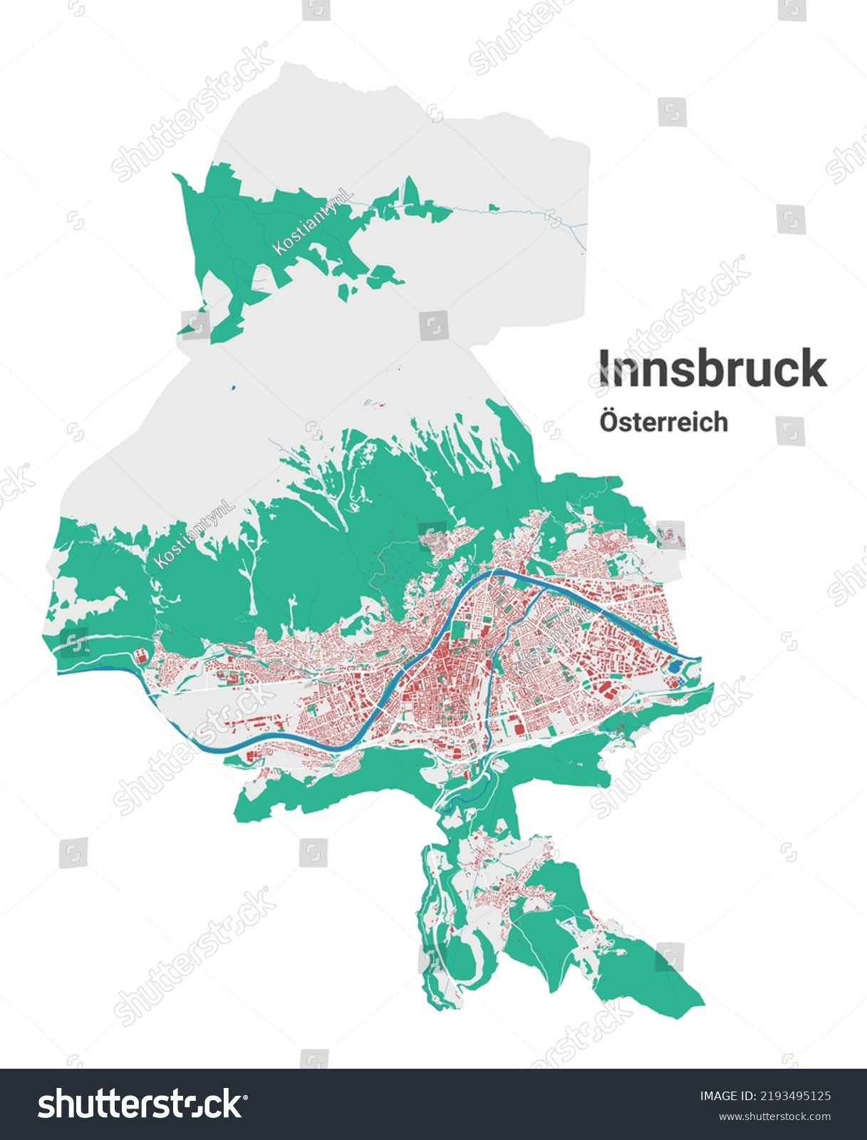 Innsbruck Vector Map Detailed Map Innsbruck Stock Vector Royalty Free   Stock Vector Innsbruck Vector Map Detailed Map Of Innsbruck City Administrative Area Cityscape Panorama Road 2193495125 