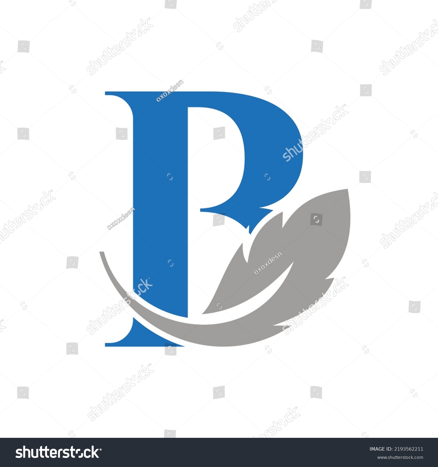 Letter B Feather Logo Design Combined Stock Vector (Royalty Free ...