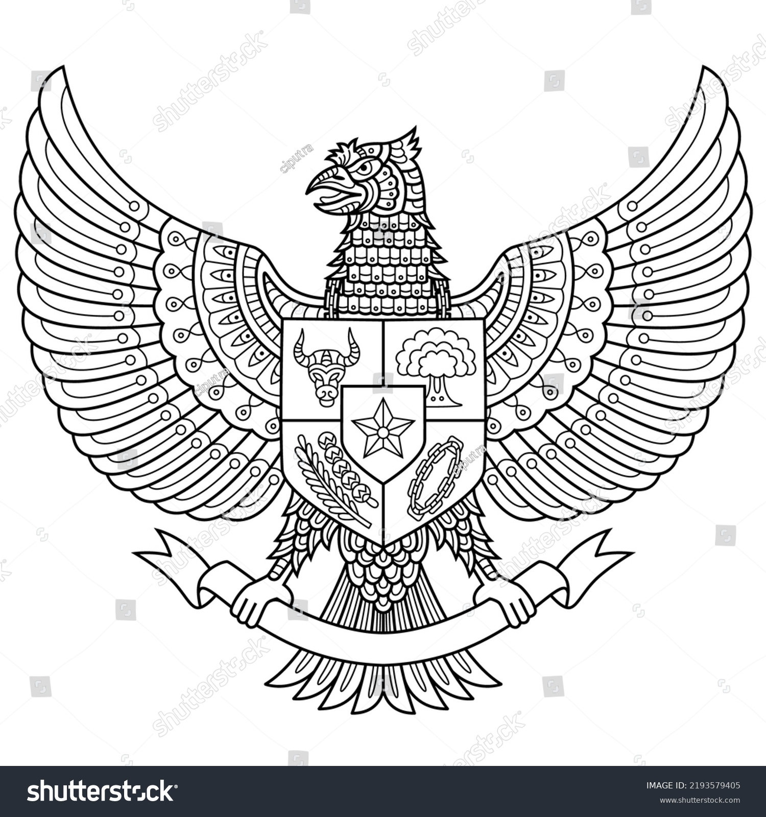 Hand Drawn Garuda Zentangle Style Stock Vector (Royalty Free ...