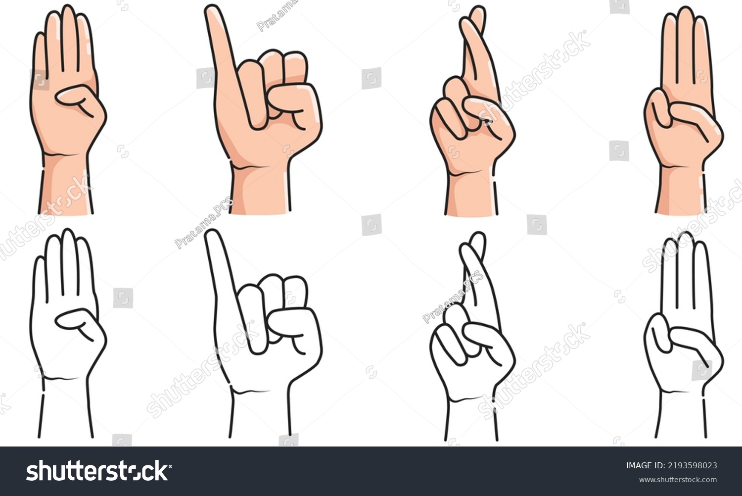 Vector Graphic Illustration Various Hand Poses Stock Vector (Royalty ...