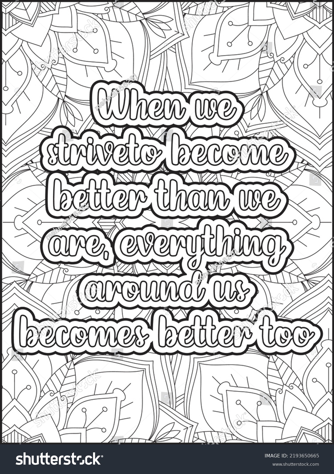 Motivational Quotes Coloring Page Quotes Coloring Stock Vector (Royalty ...