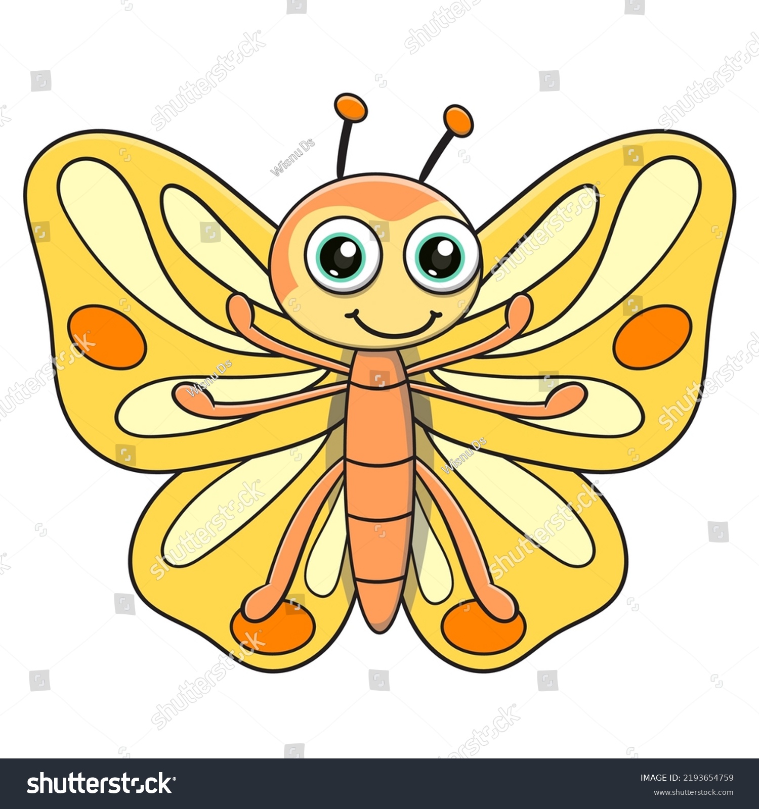 Vector Illustration Cute Butterfly Cartoon Stock Vector Royalty Free 2193654759 Shutterstock 4878