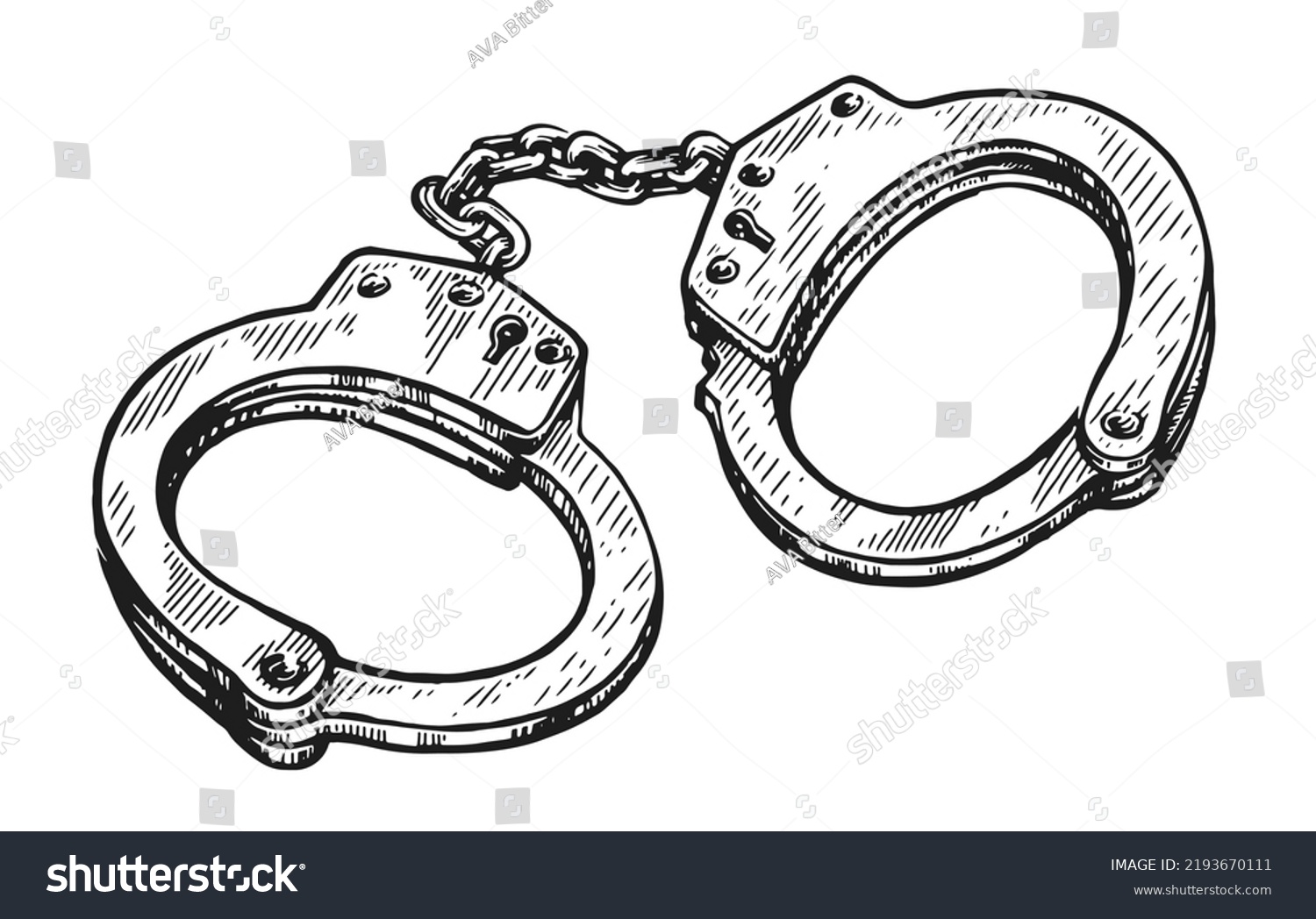 Closed Prison Handcuffs Hand Drawn Sketch Stock Vector Royalty Free 2193670111 Shutterstock 