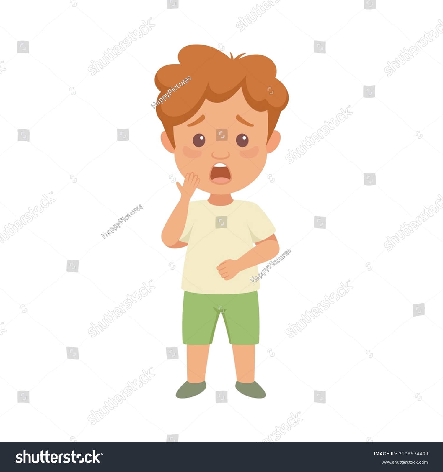 Shocked Little Boy Character Green Shorts Stock Vector (Royalty Free ...