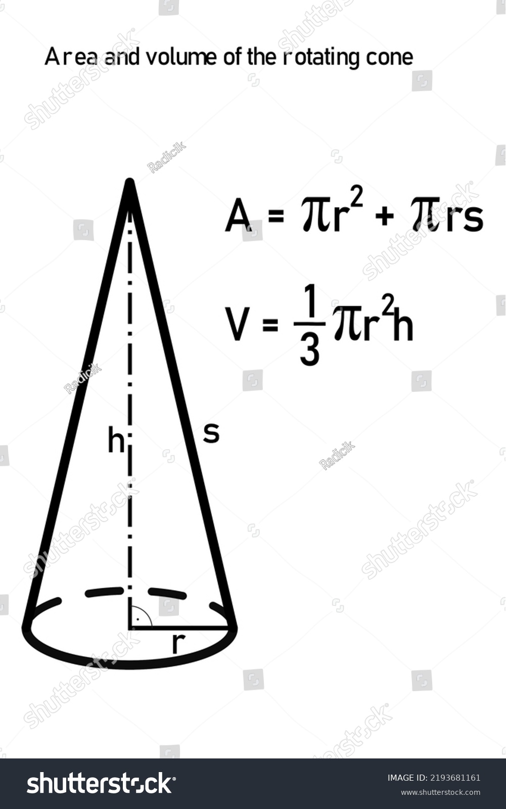 Area Volume Rotating Cone Stock Vector (Royalty Free) 2193681161 ...