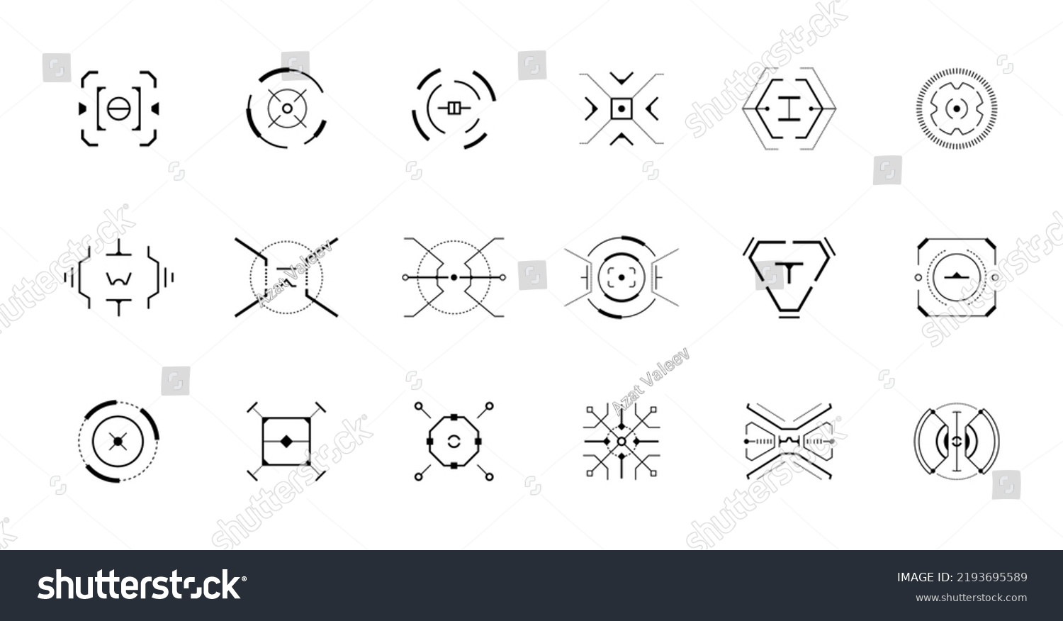 Hud Aim Control Target System Set Stock Vector (Royalty Free ...