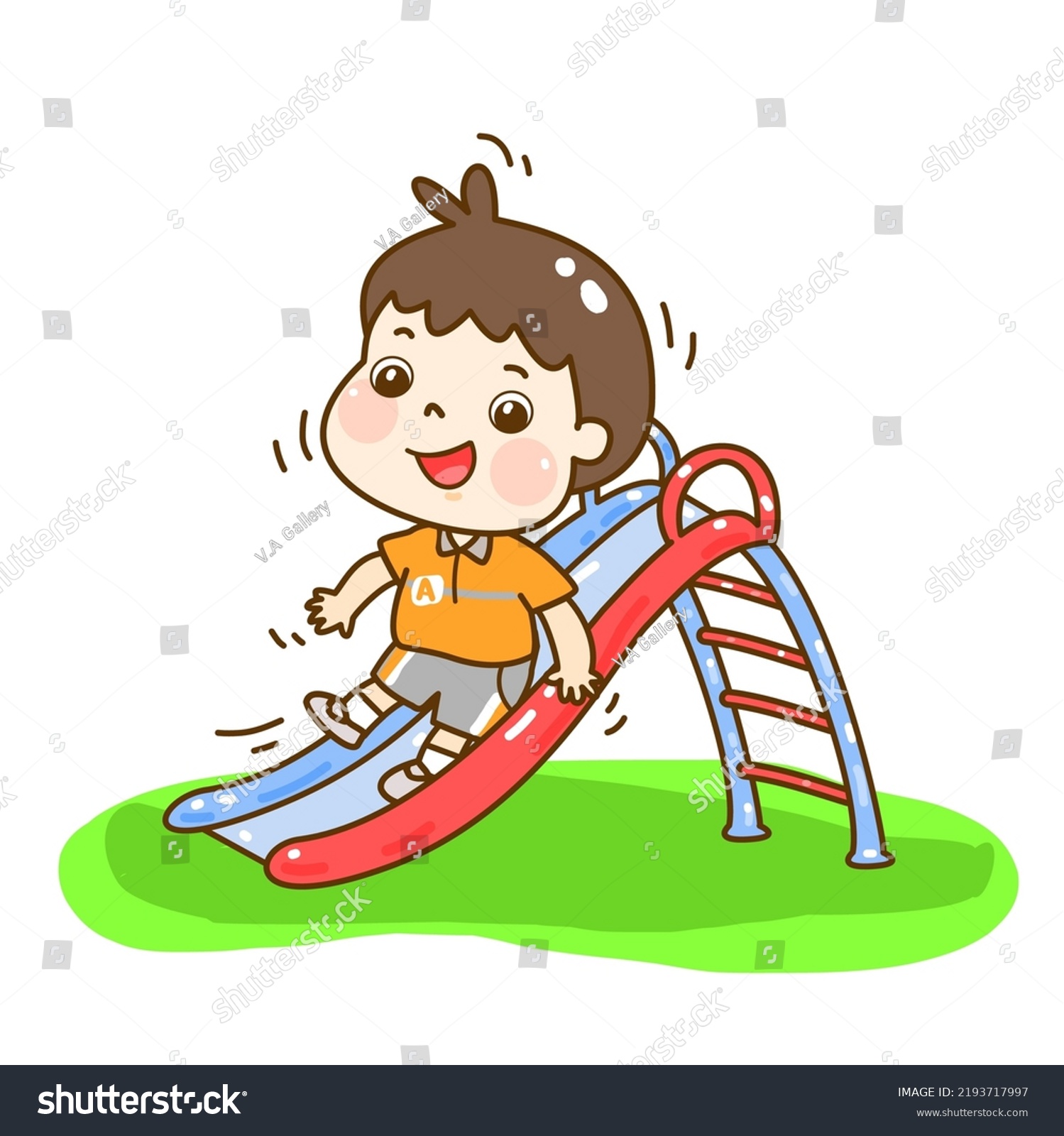 Cartoon Kids Character On Playground Stock Vector (royalty Free 