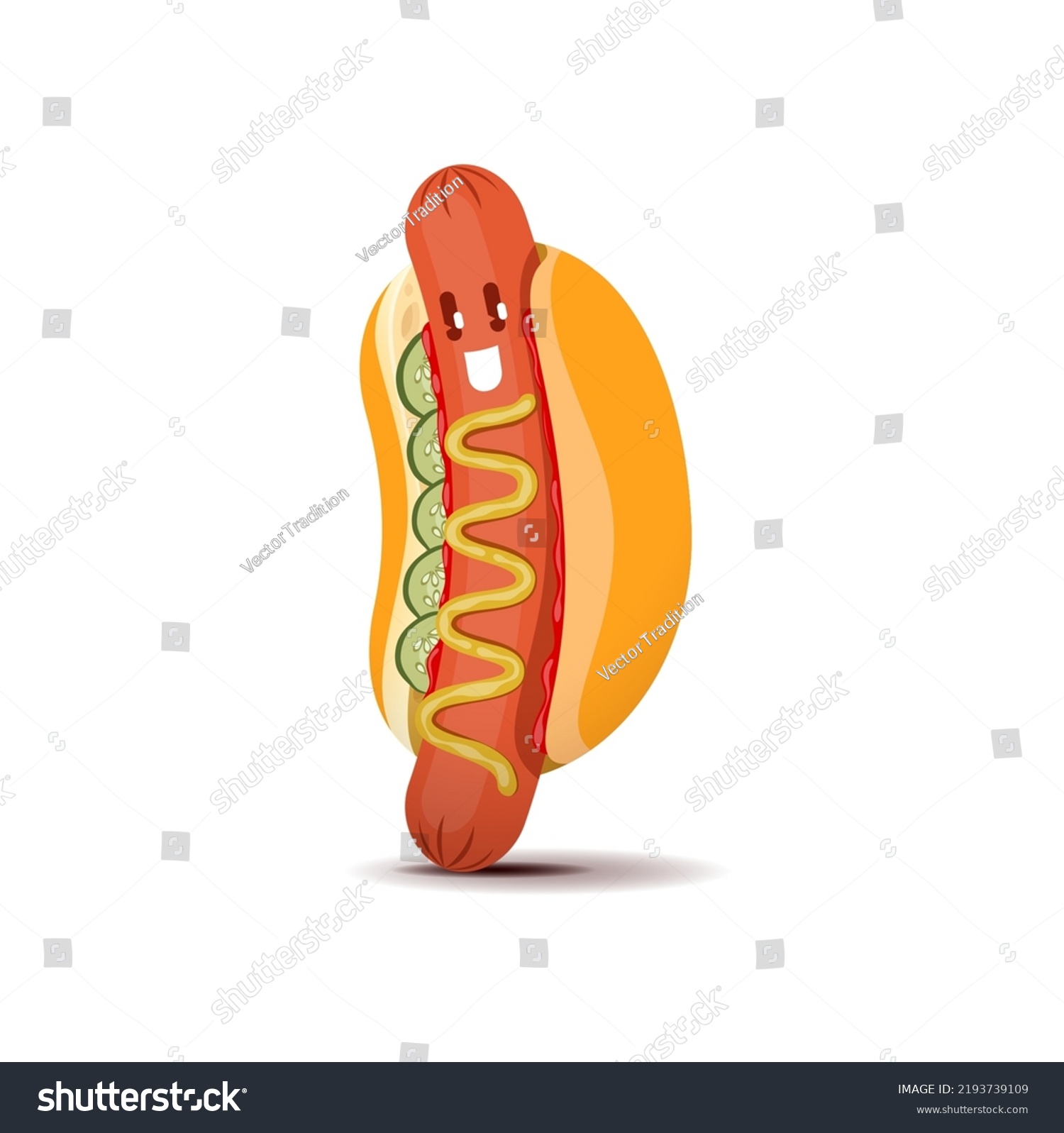 Cartoon Hot Dog Fast Food Character Stock Vector (Royalty Free ...