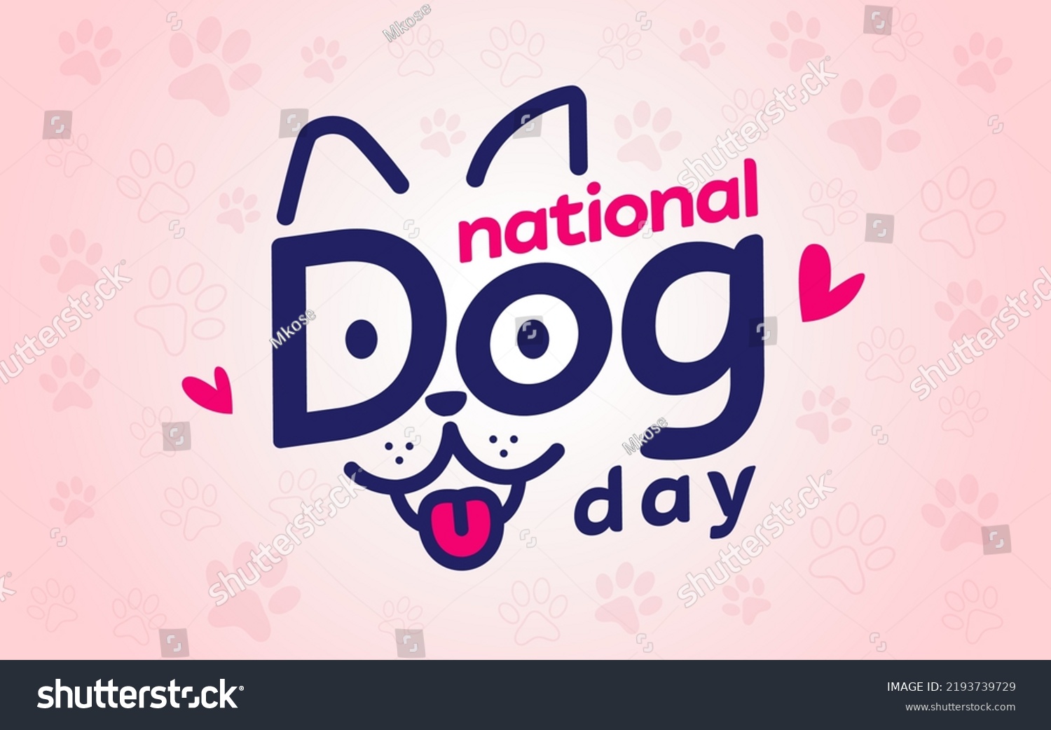 Happy National Dog Day Greeting Card Stock Vector (Royalty Free