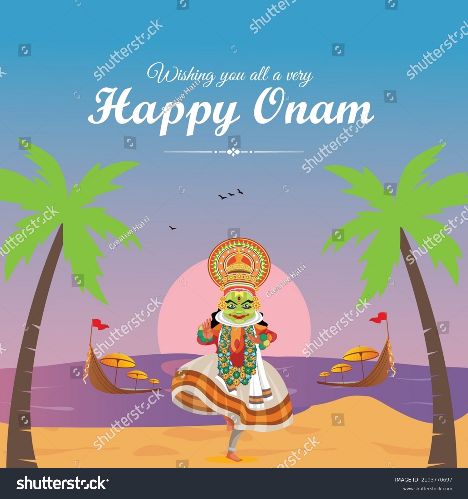 Happy Onam Festival Celebration Banner Design Stock Vector (Royalty ...