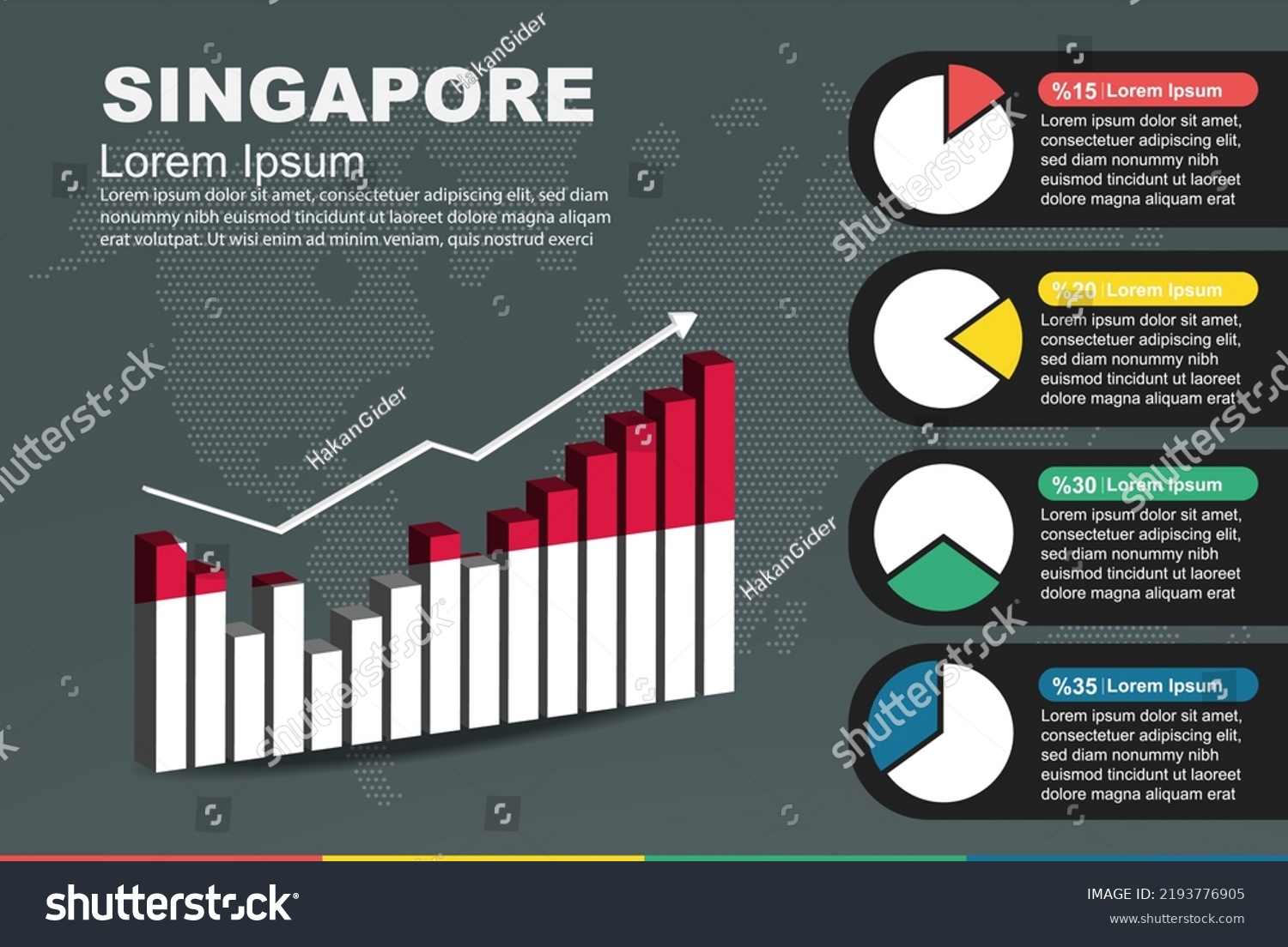 Singapore Infographic 3d Bar Pie Chart Stock Vector (Royalty Free ...