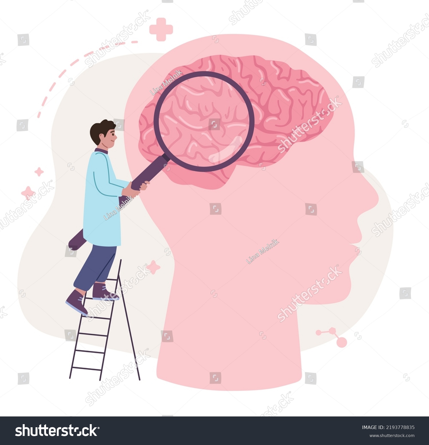 Brain Study Concept Doctor Examining Brain Stock Vector (Royalty Free ...