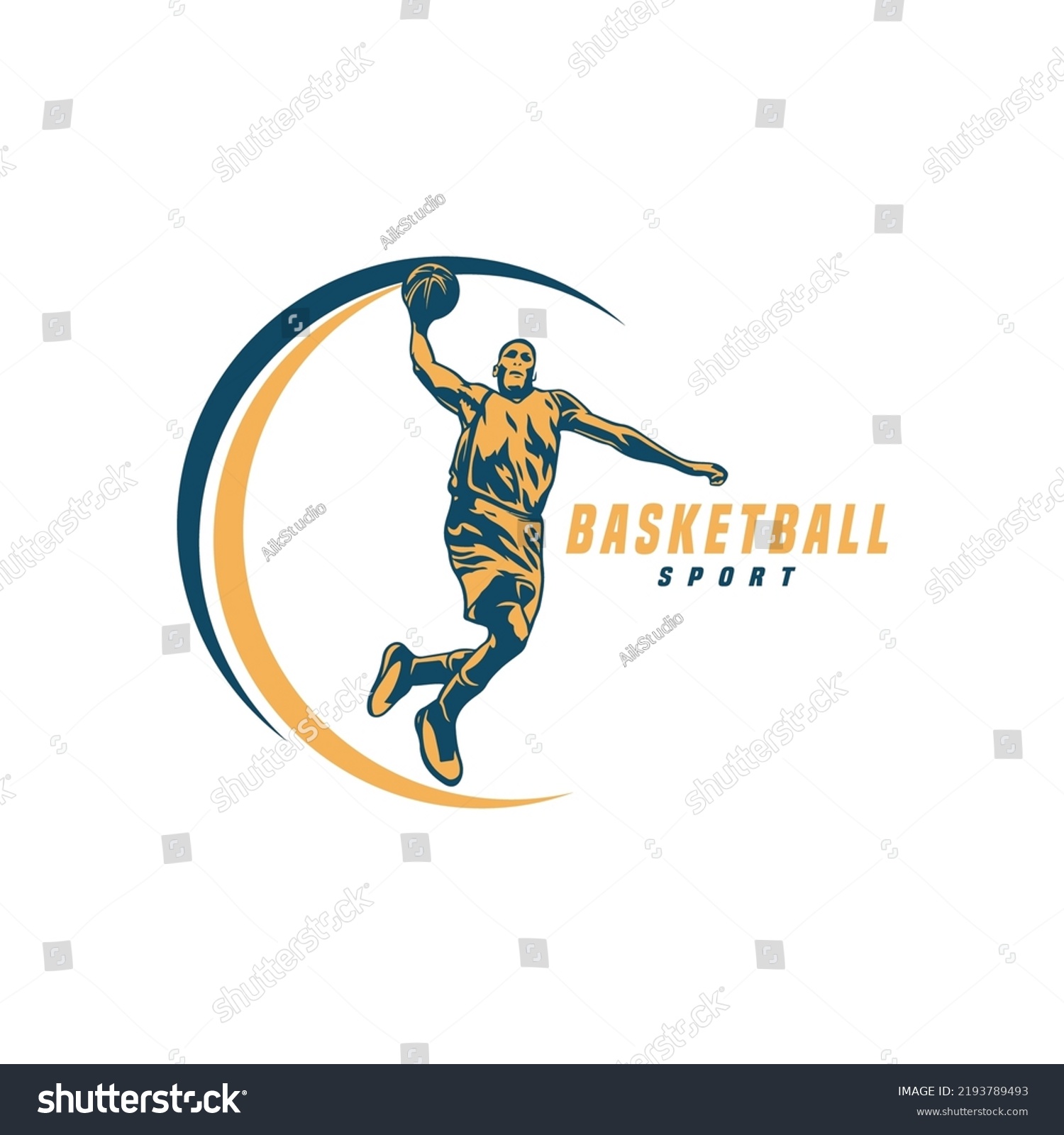 Basketball Sport Silhouette Logo Vector Template Stock Vector (Royalty ...