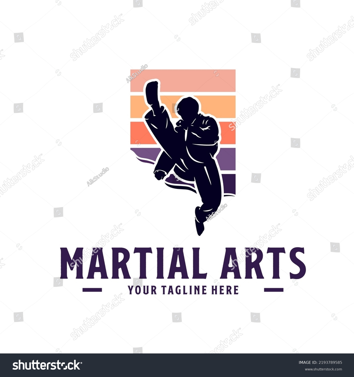 Kung Fu Master Martial Arts Logo Stock Vector (Royalty Free) 2193789585 