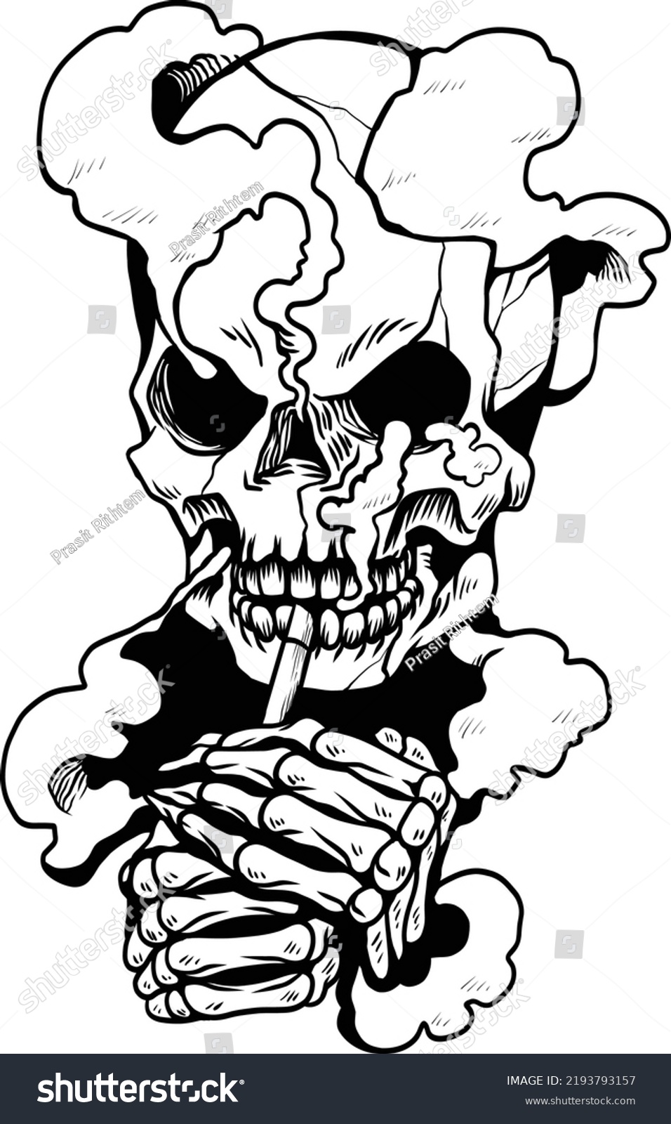 Devil Skeleton Smoking Cigarette Tattoo Stock Vector (Royalty Free ...