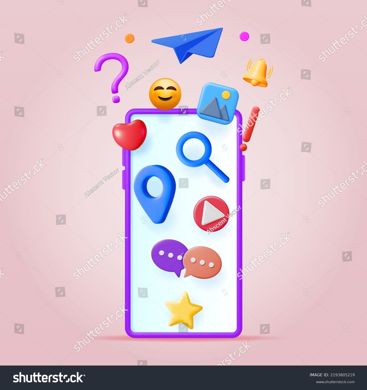 3d Social Media Concept Isolated Render Stock Vector (Royalty Free ...