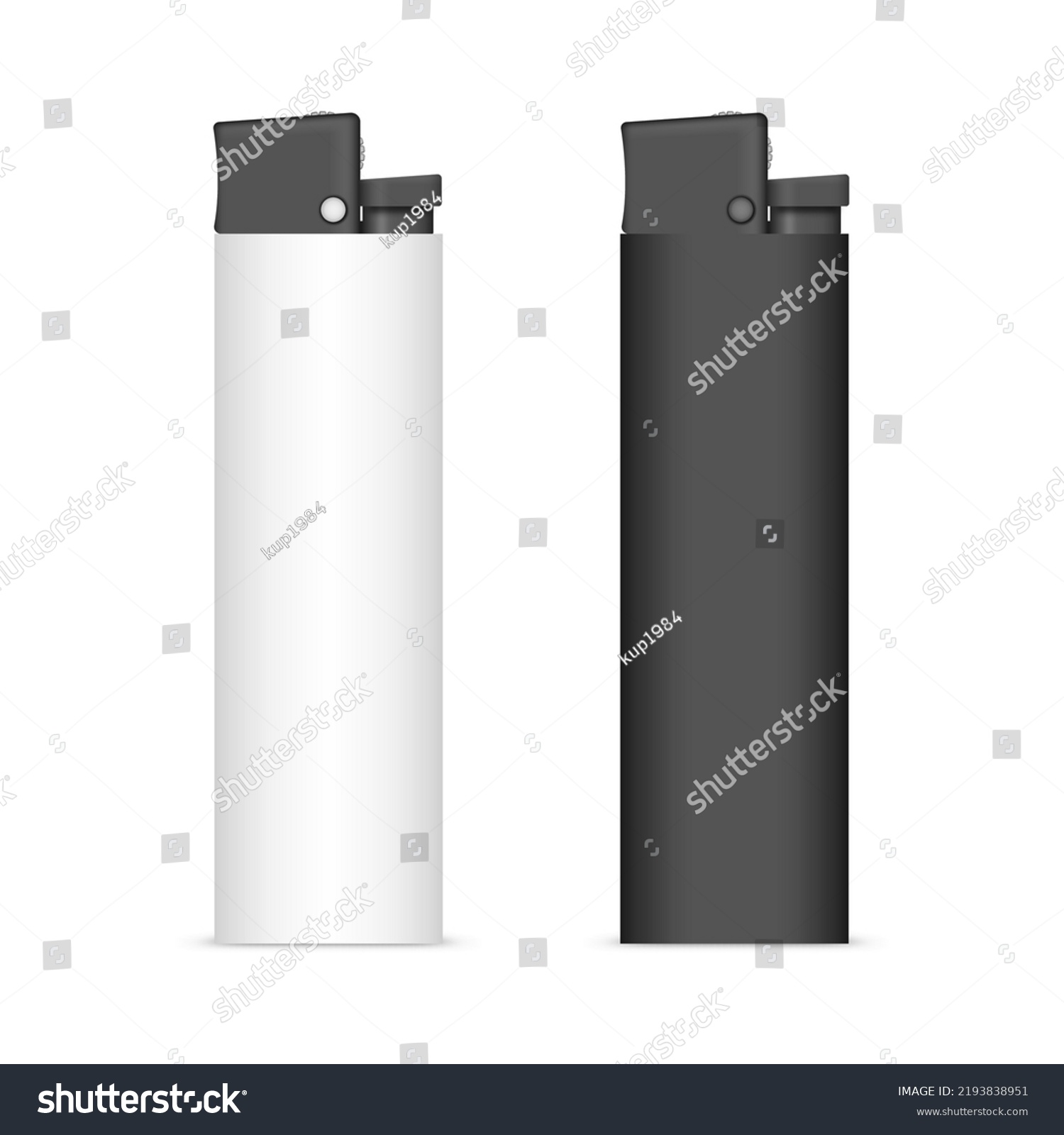 Photorealistic Black White Lighters Without Fire Stock Vector (Royalty