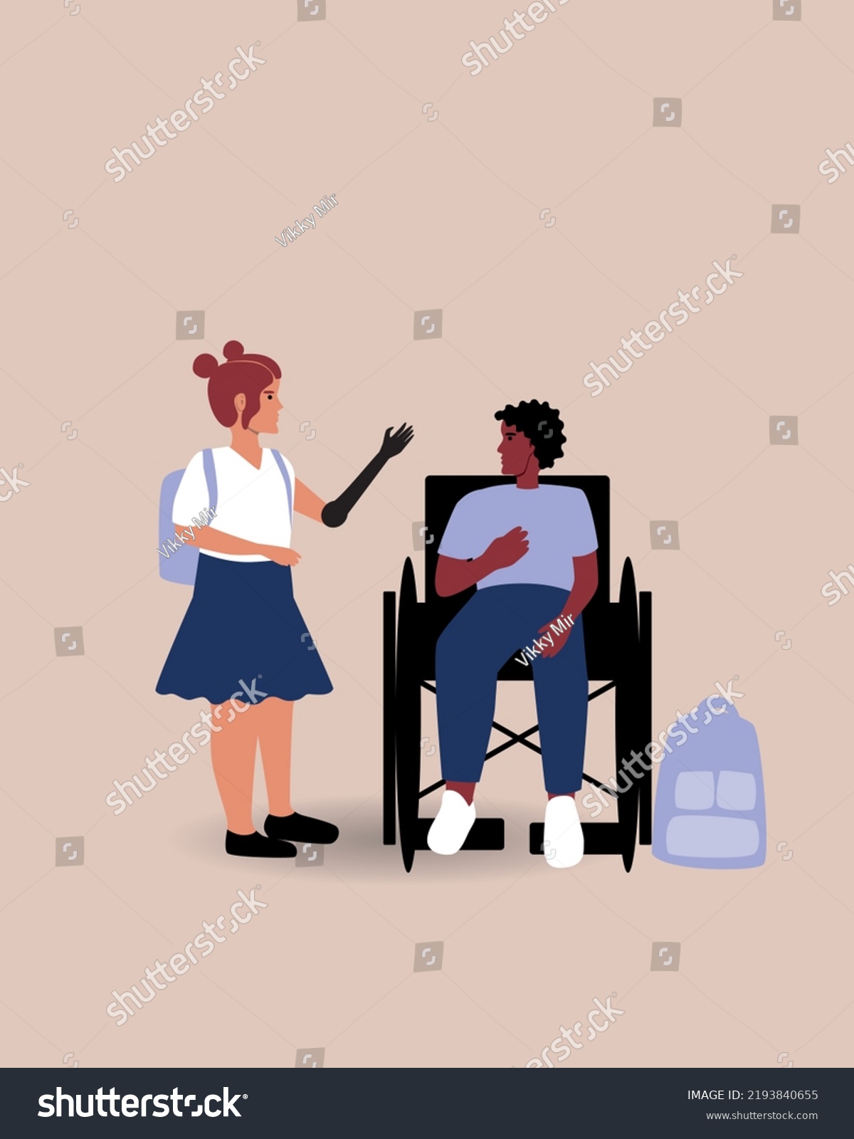 Girl Prosthetic Arm Inclusive Boy Wheelchair Stock Vector Royalty Free 2193840655 Shutterstock 4963