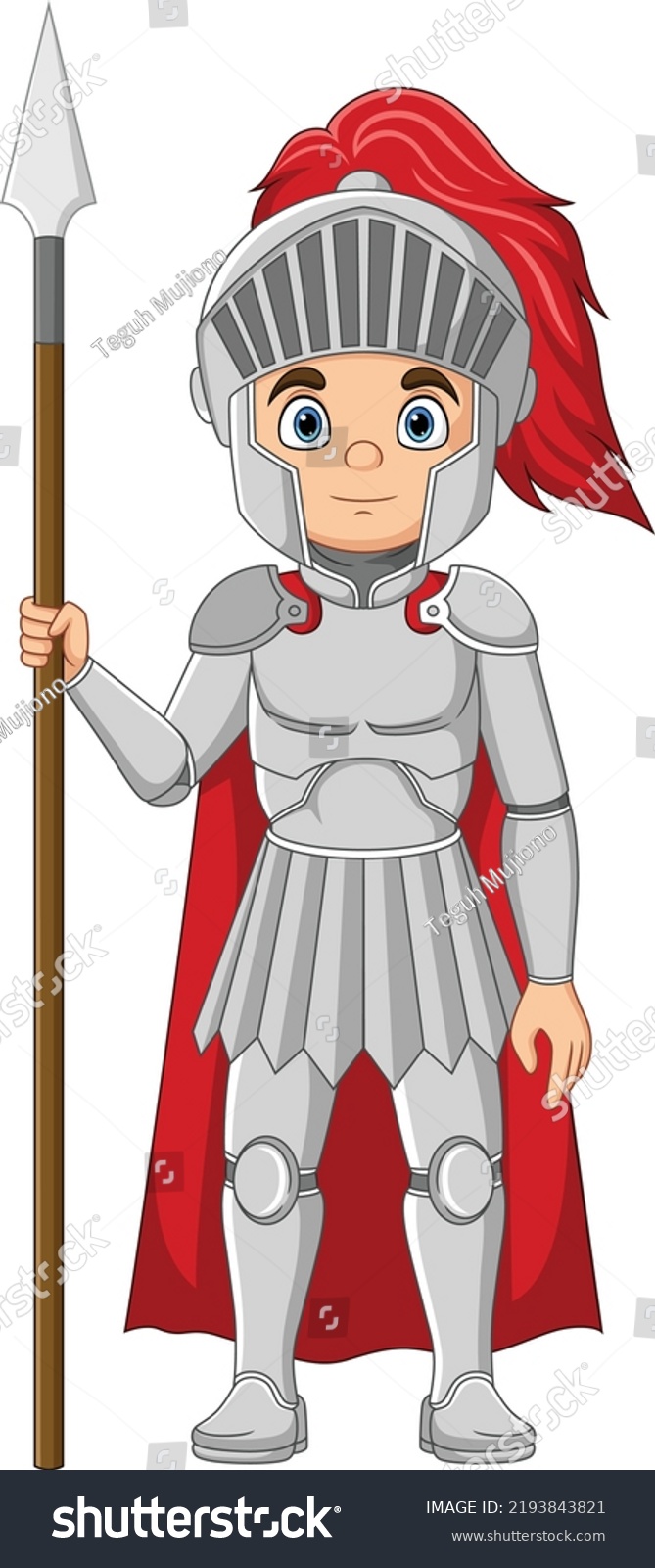 Cartoon Knight Holding Spear Stock Vector (Royalty Free) 2193843821 ...