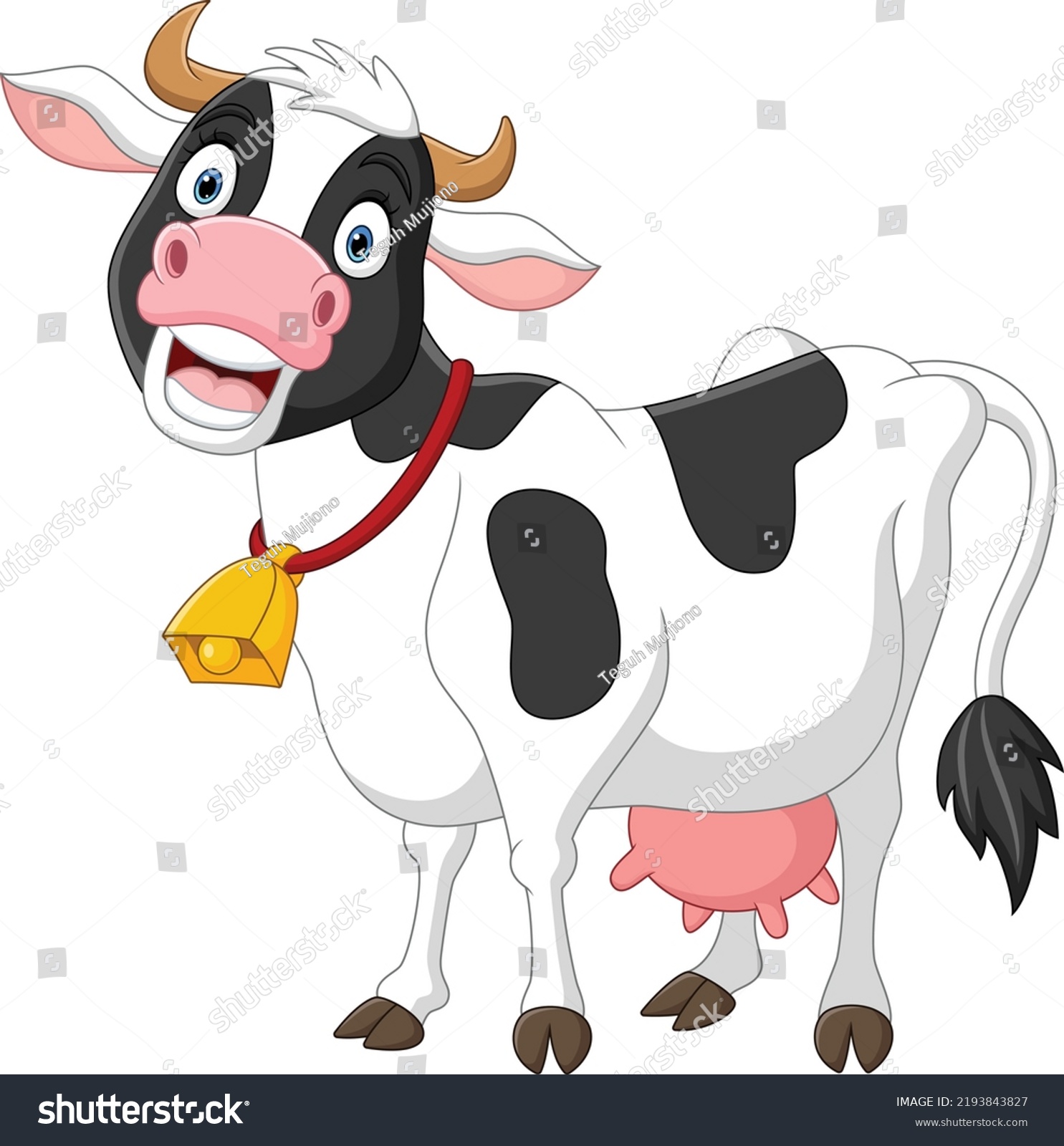 Happy Cartoon Cow On White Background Stock Vector (Royalty Free ...