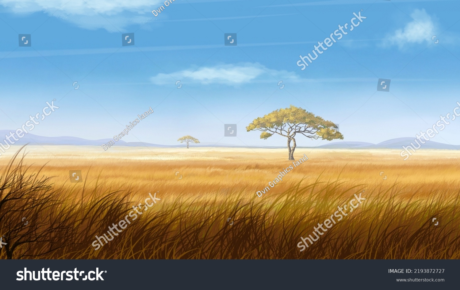 Biotic Factors Grassland Biome Grassland Dry Stock Illustration