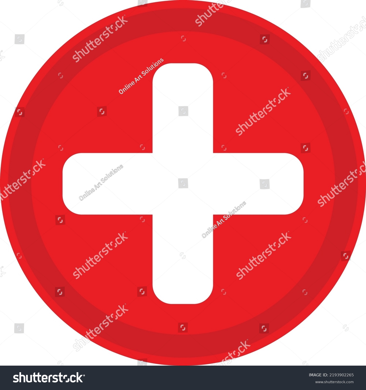 Medical White Cross Symbol Red Circle Stock Vector (Royalty Free ...