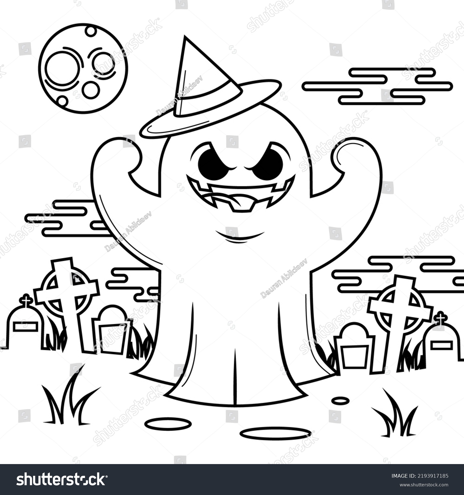 Hand Drawn Ghost Outline Illustration Vector Stock Vector (Royalty Free ...